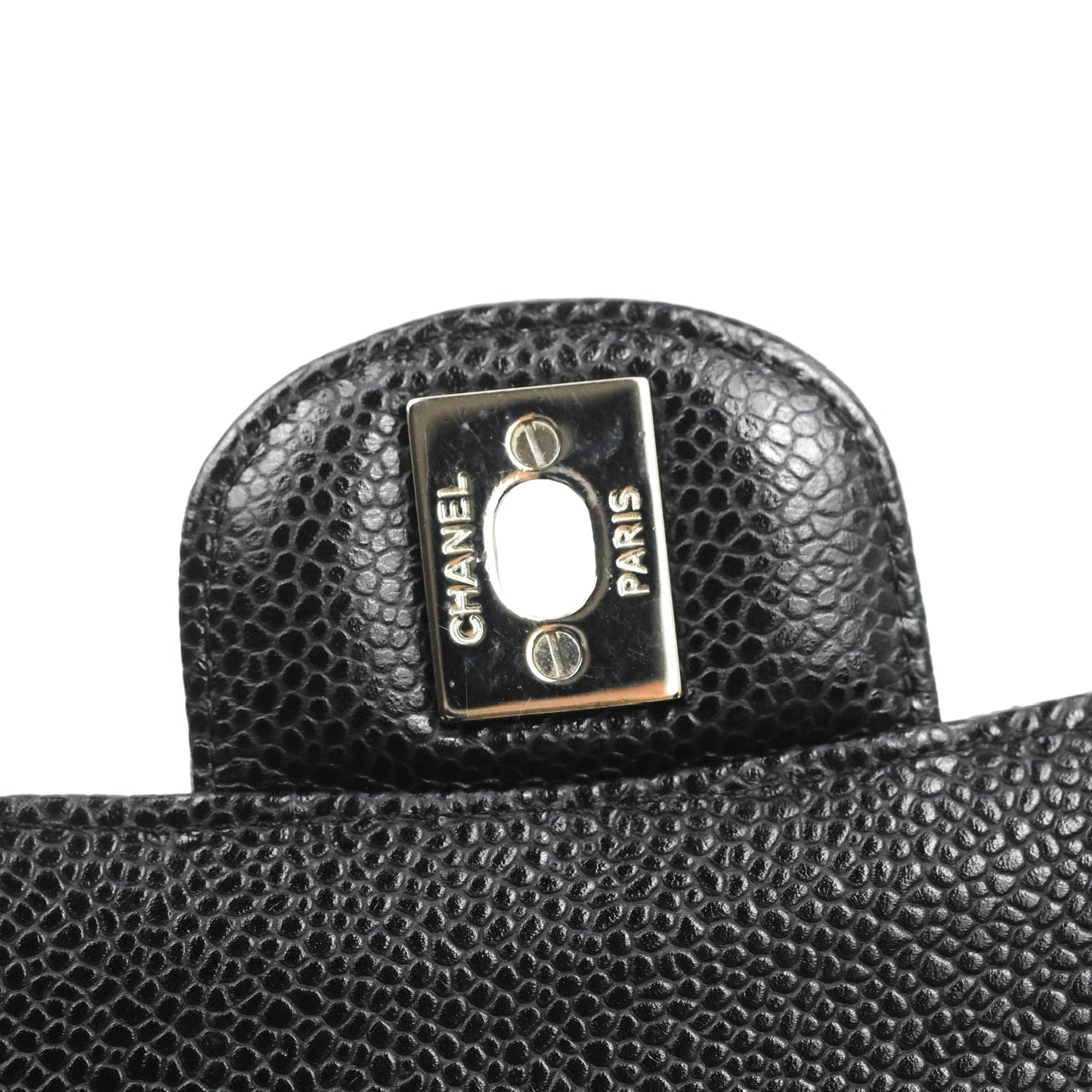 Chanel Classic M/L Medium Flap Quilted Black Caviar Silver Hardware