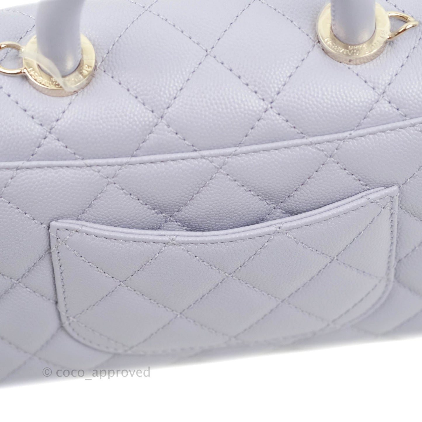 Chanel Mini Coco Handle Quilted Lilac Caviar Gold Hardware