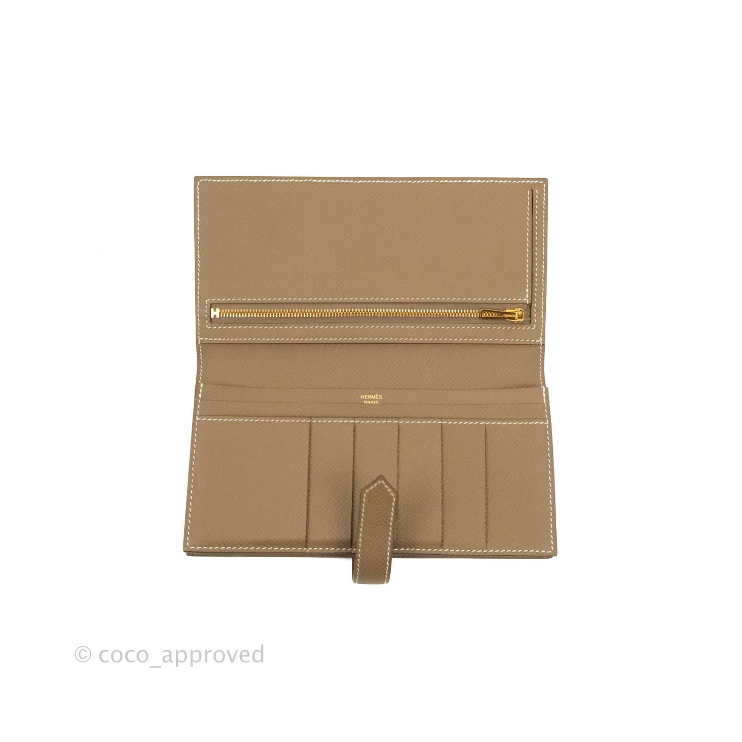 Hermès Bearn Wallet Etoupe Epsom Gold Hardware