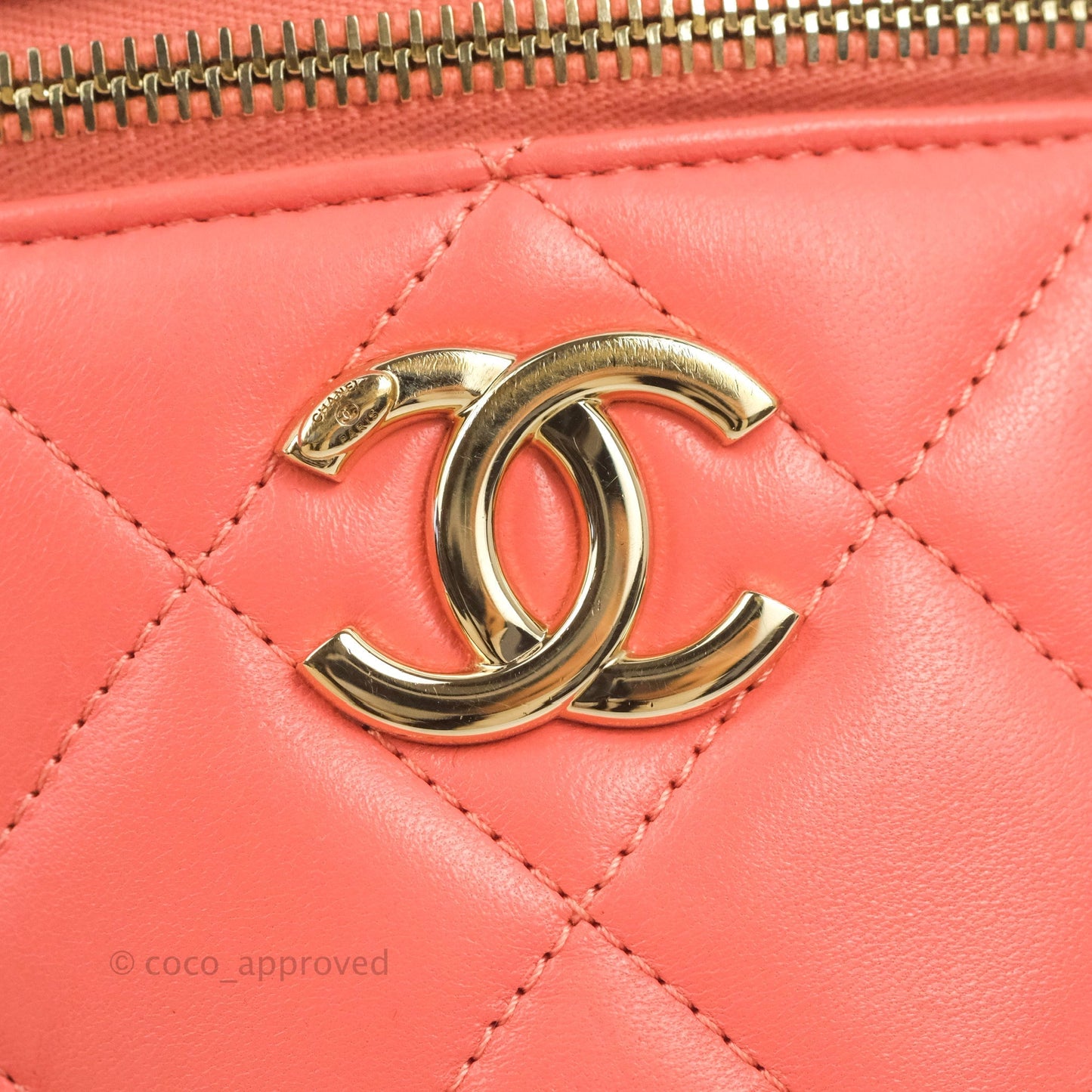 Chanel Trendy CC Vanity Case Coral Pink Lambskin Gold Hardware