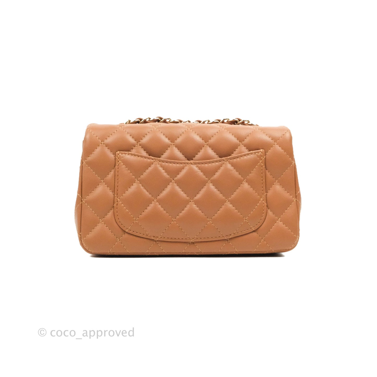 Chanel Quilted Mini Rectangular Flap Caramel Lambskin Gold Hardware 22S
