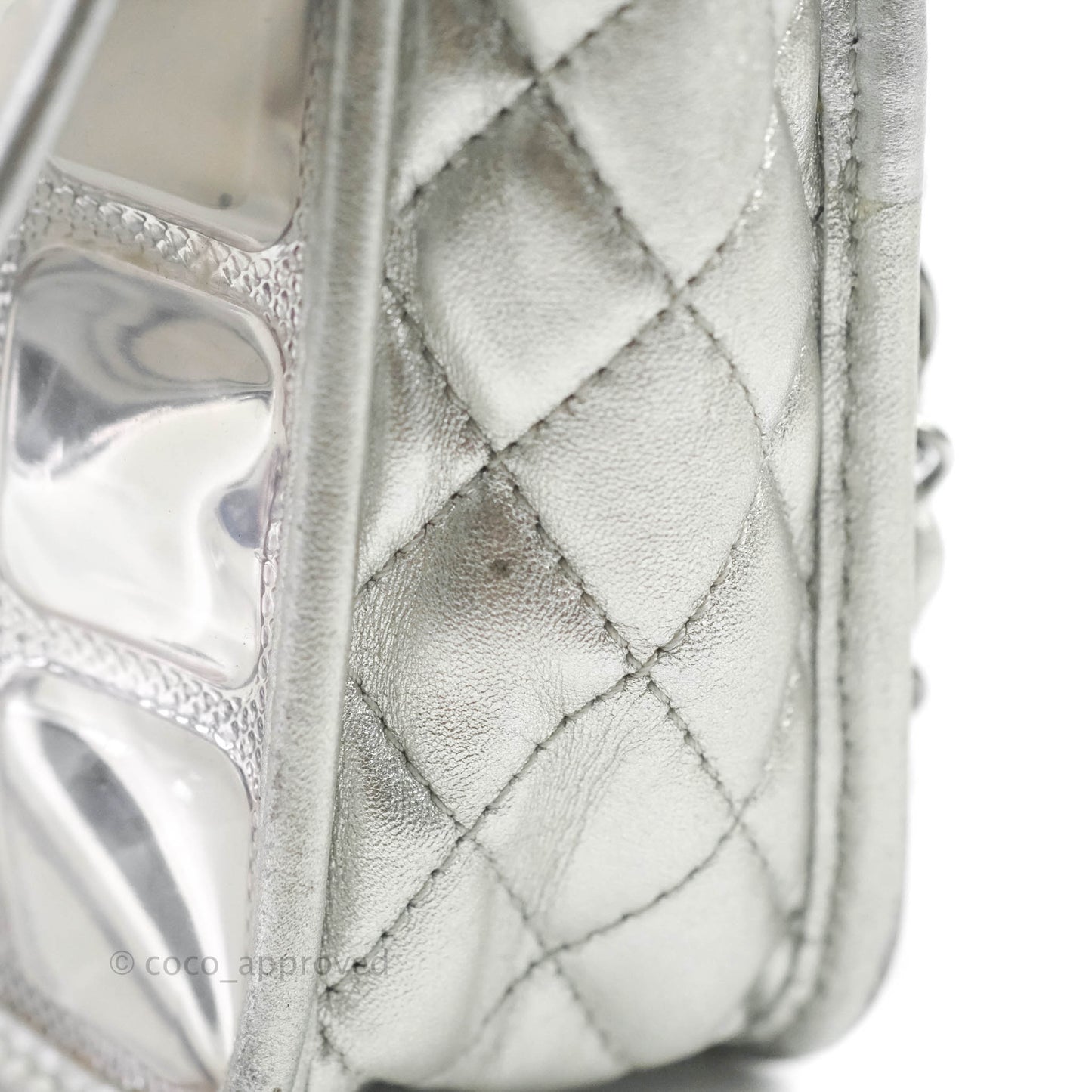 Chanel Vinyl Ice Cube Flap Bag Metallic Silver Silver Hardware