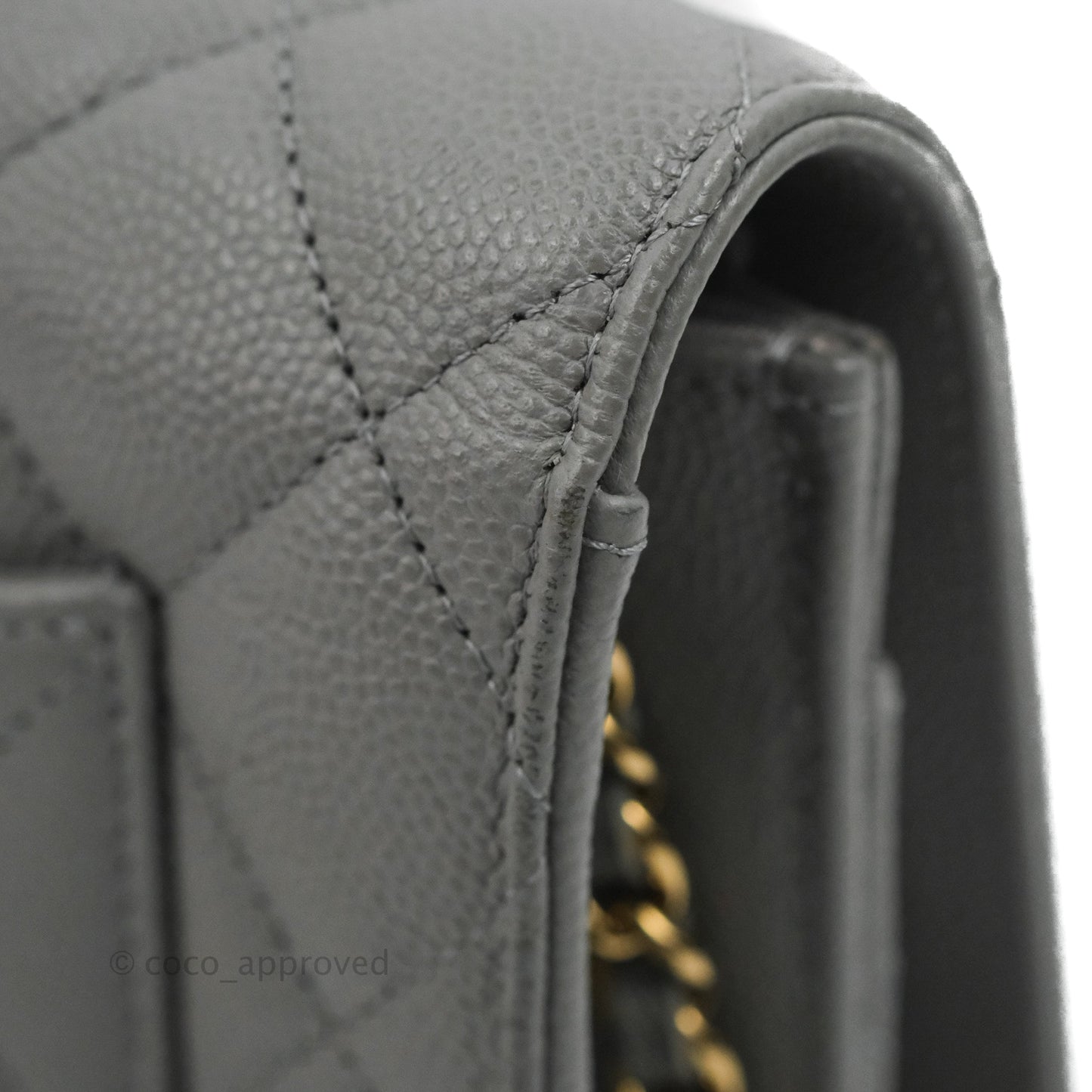 Chanel Quilted Classic Wallet on Chain WOC Grey Caviar Gold Hardware