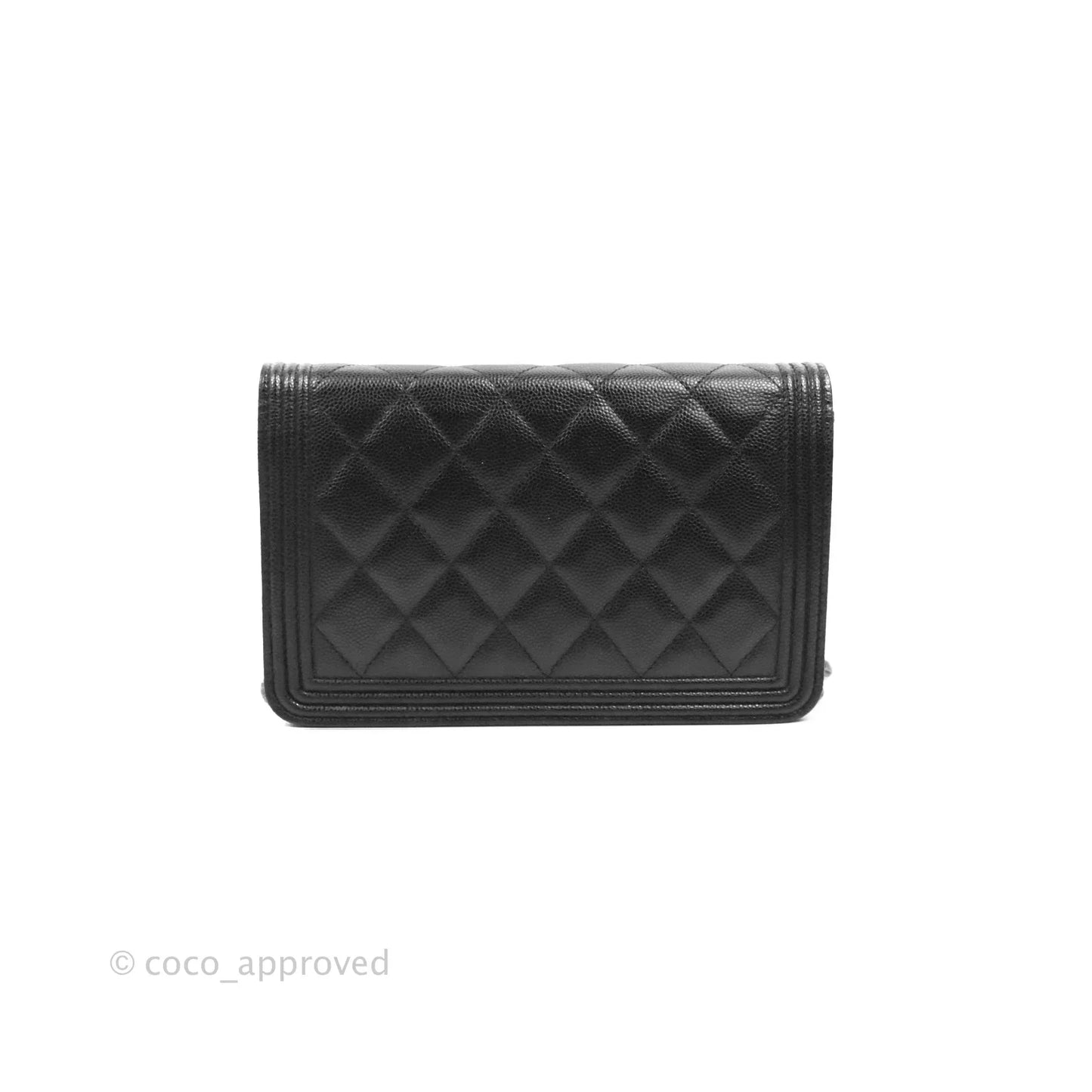 Chanel Quilted Boy Wallet on Chain WOC Black Caviar Ruthenium Hardware