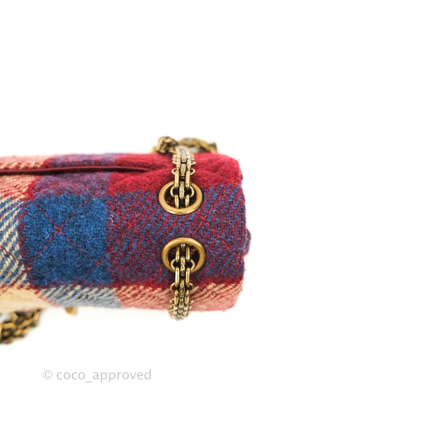 Chanel Mini Reissue 224 Wool Checked Aged Gold Hardware
