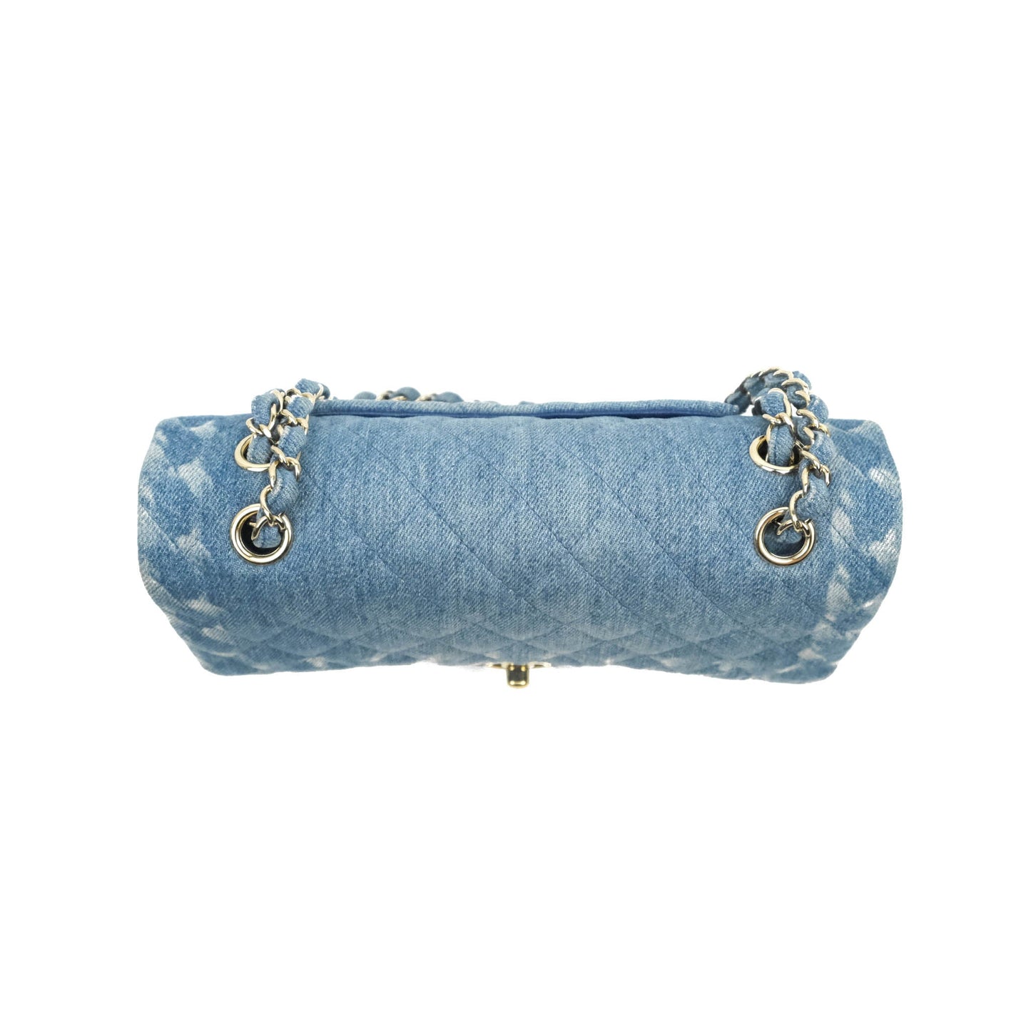 Chanel Classic M/L Medium Flap Quilted Washed Denim Gold Hardware