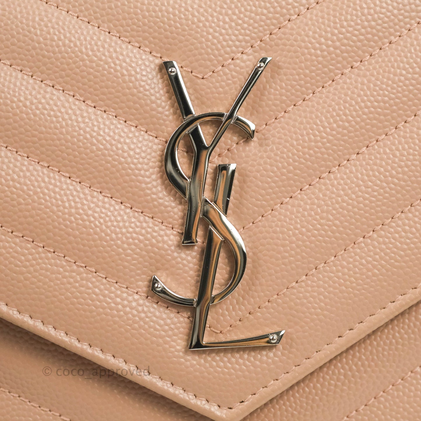 Saint Laurent Wallet on Chain Blush Pink Grained Leather Silver Hardware