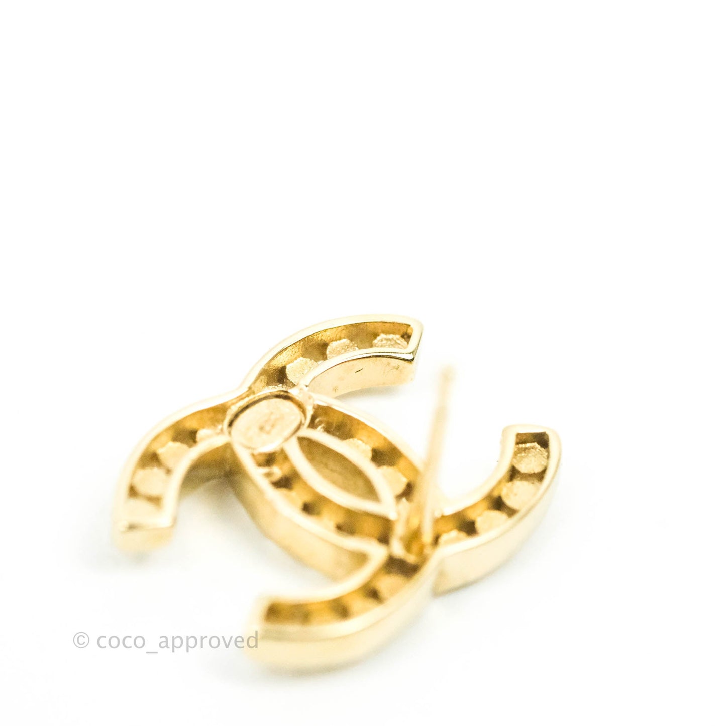 Chanel CC Crystal Earrings Gold Tone 21P