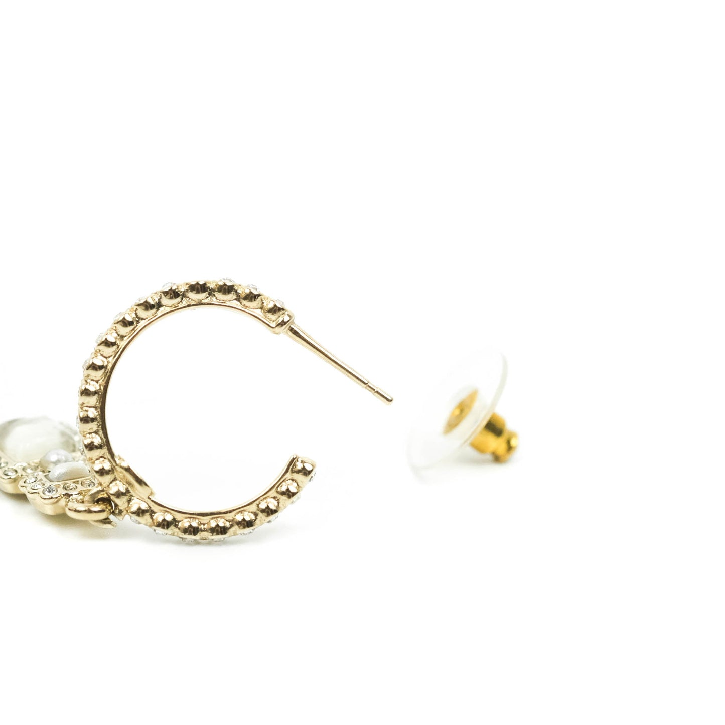 Chanel Crystal CC No.5 Drop Hoop Earrings 21K