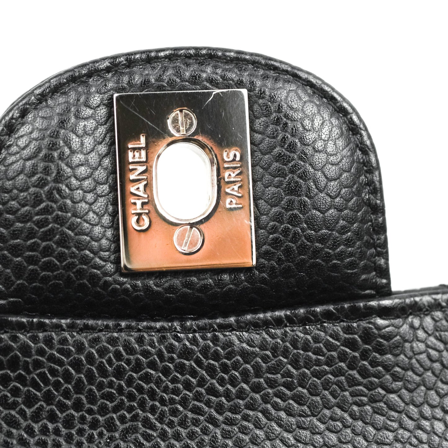 Chanel Classic M/L Medium Flap Quilted Black Caviar Silver Hardware