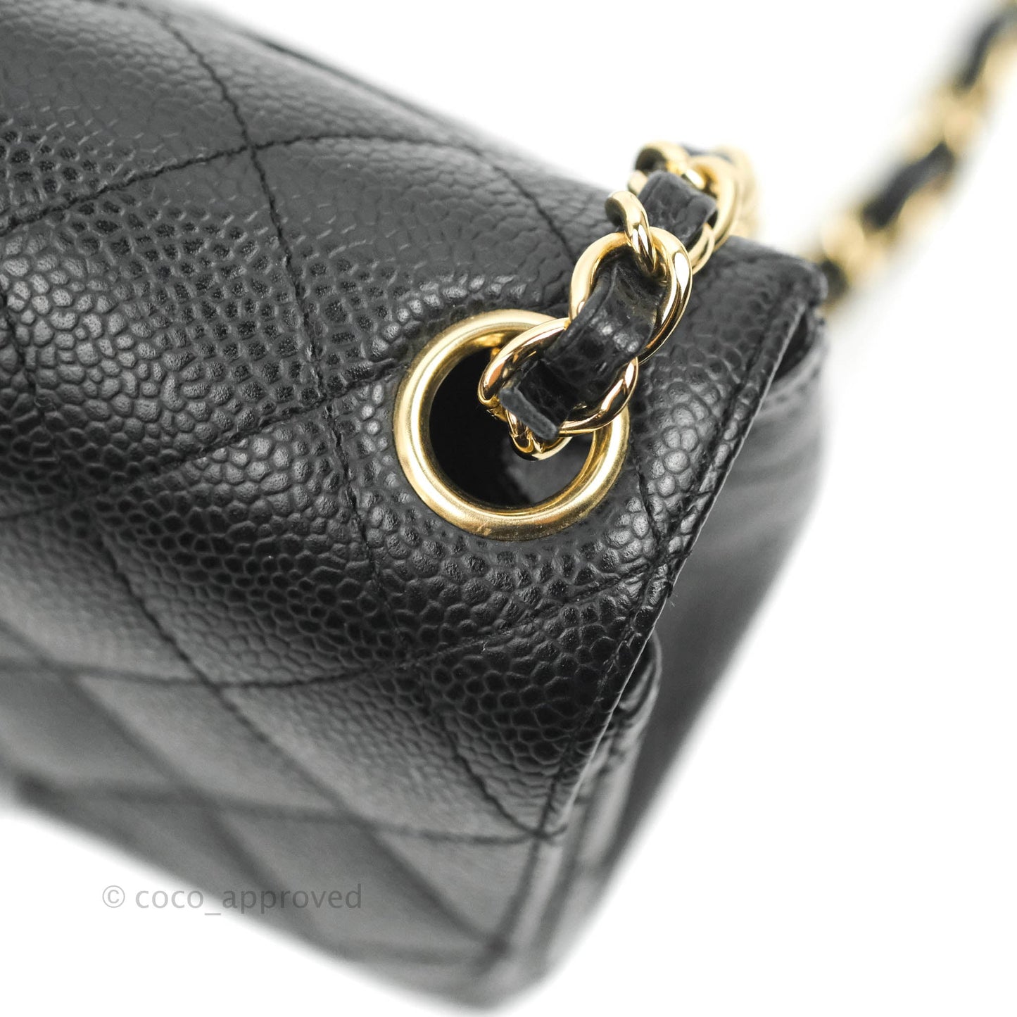Chanel Quilted Mini Square Flap Bag Black Caviar 24K Gold Hardware
