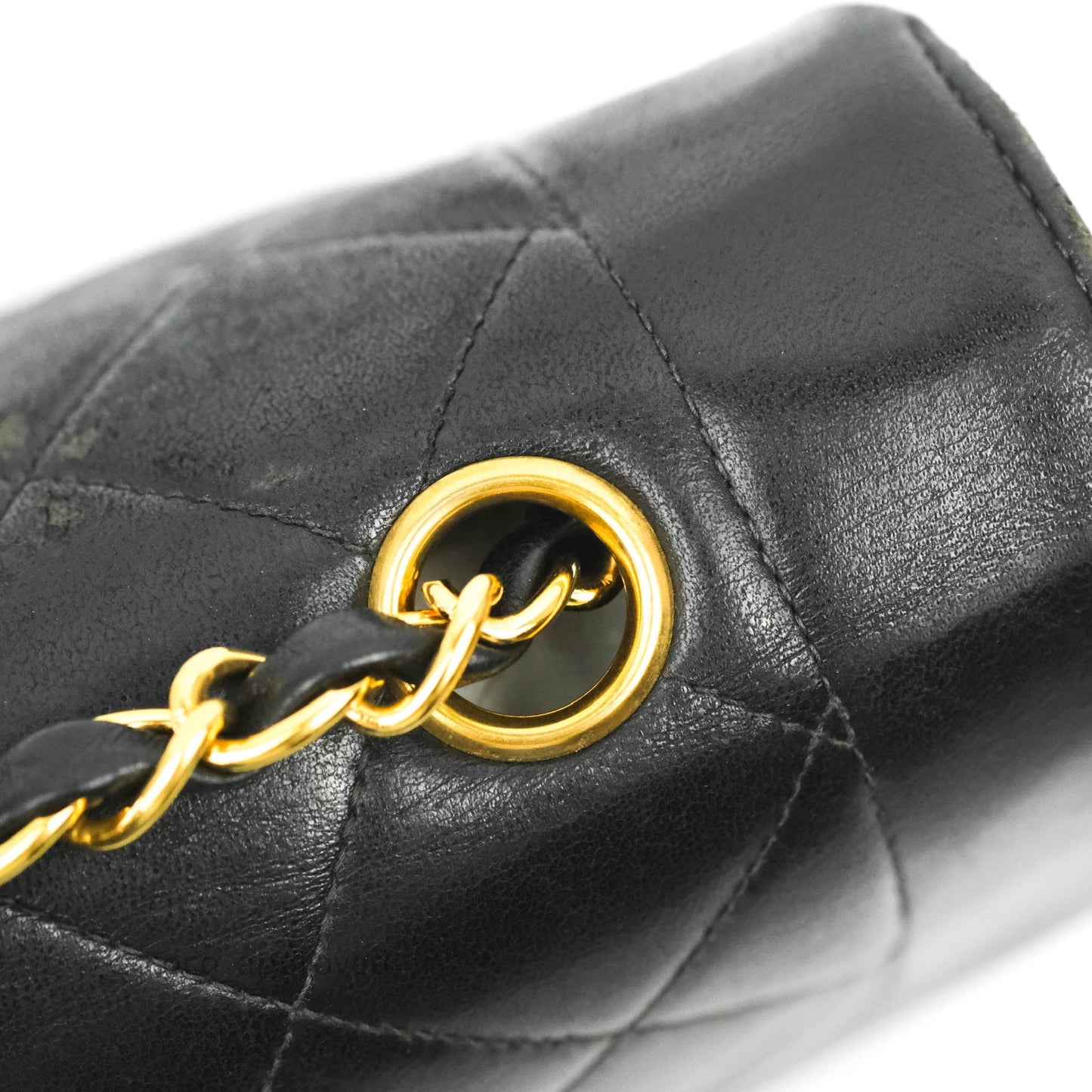 Chanel Vintage Small Classic Diana Flap Bag Black Lambskin 24K Gold Hardware