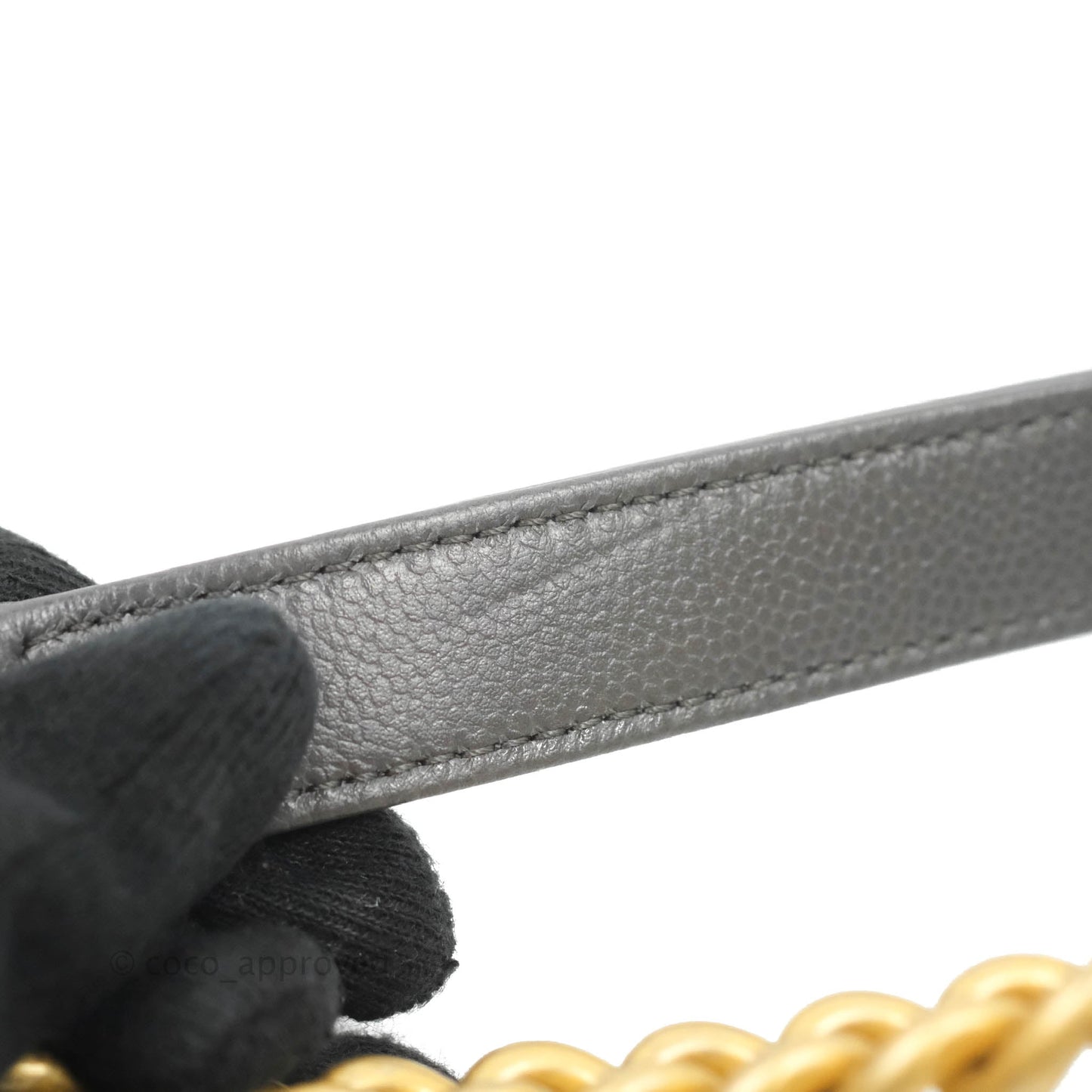 Chanel Small Boy Dark Grey Caviar Aged Gold Hardware