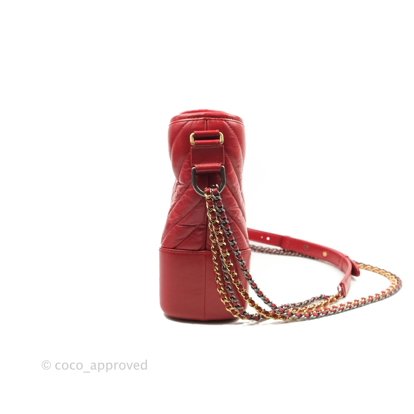 Chanel Chevron Medium Gabrielle Hobo Red Aged Calfskin Mixed Hardware