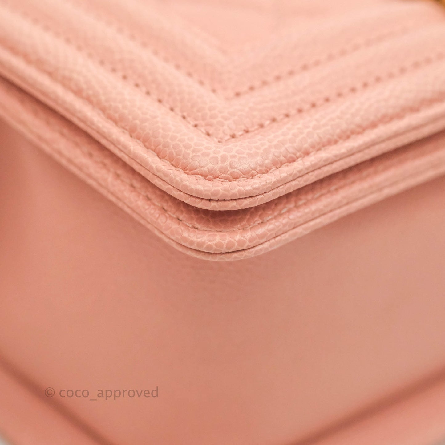 Chanel Boy Small Pink Caviar Gold Hardware