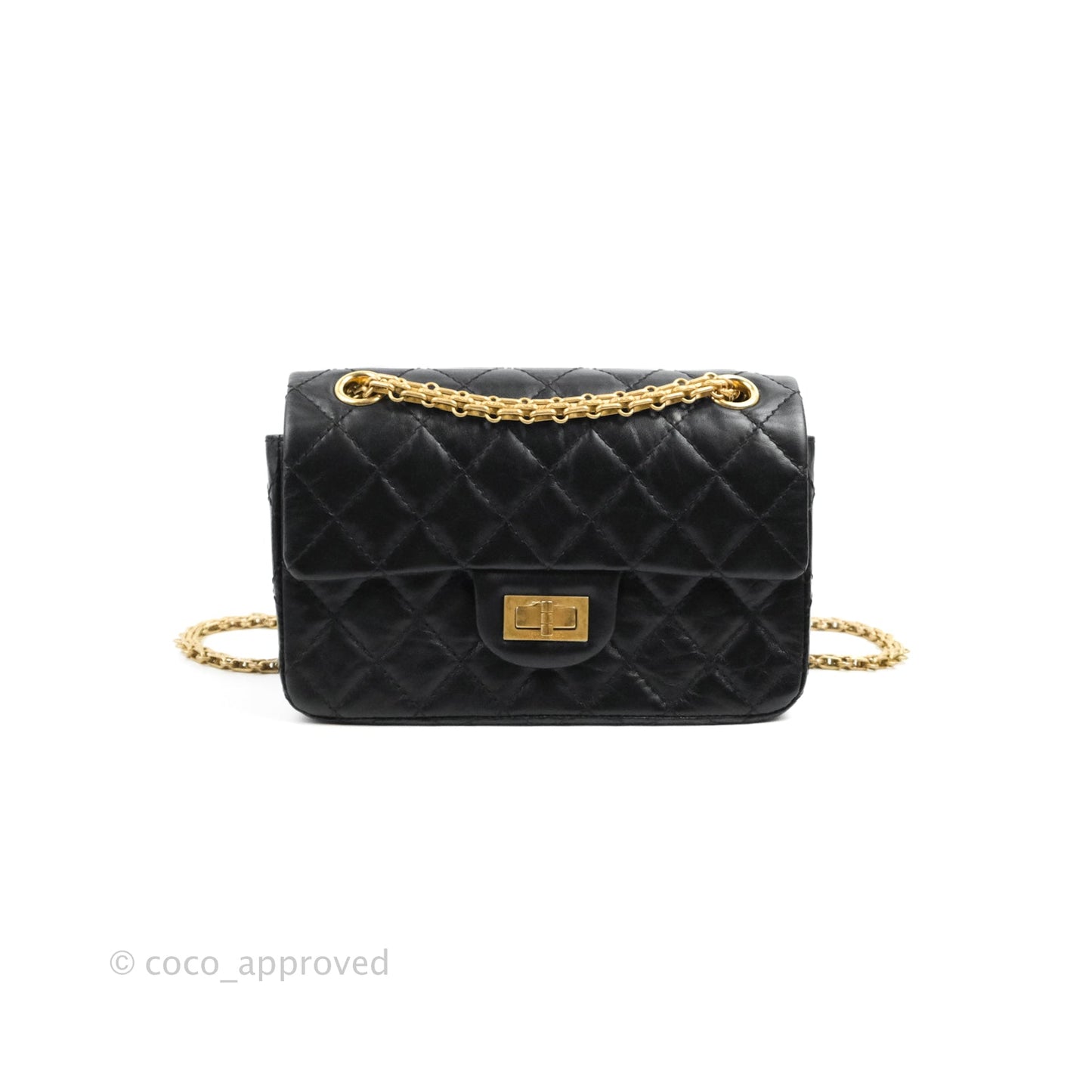Chanel Mini Reissue 224 Black Aged Calfskin Aged Gold Hardware