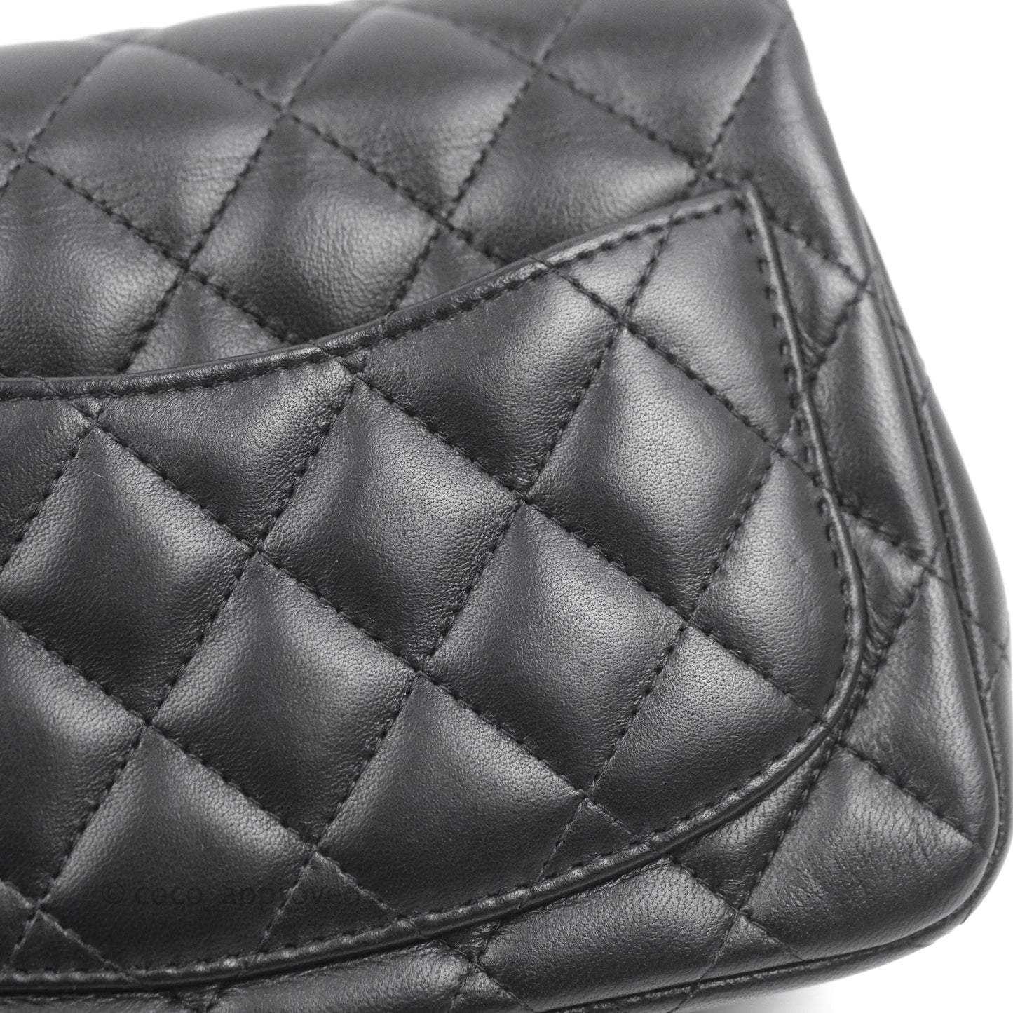 Chanel Mini Square Black Lambskin Silver Hardware