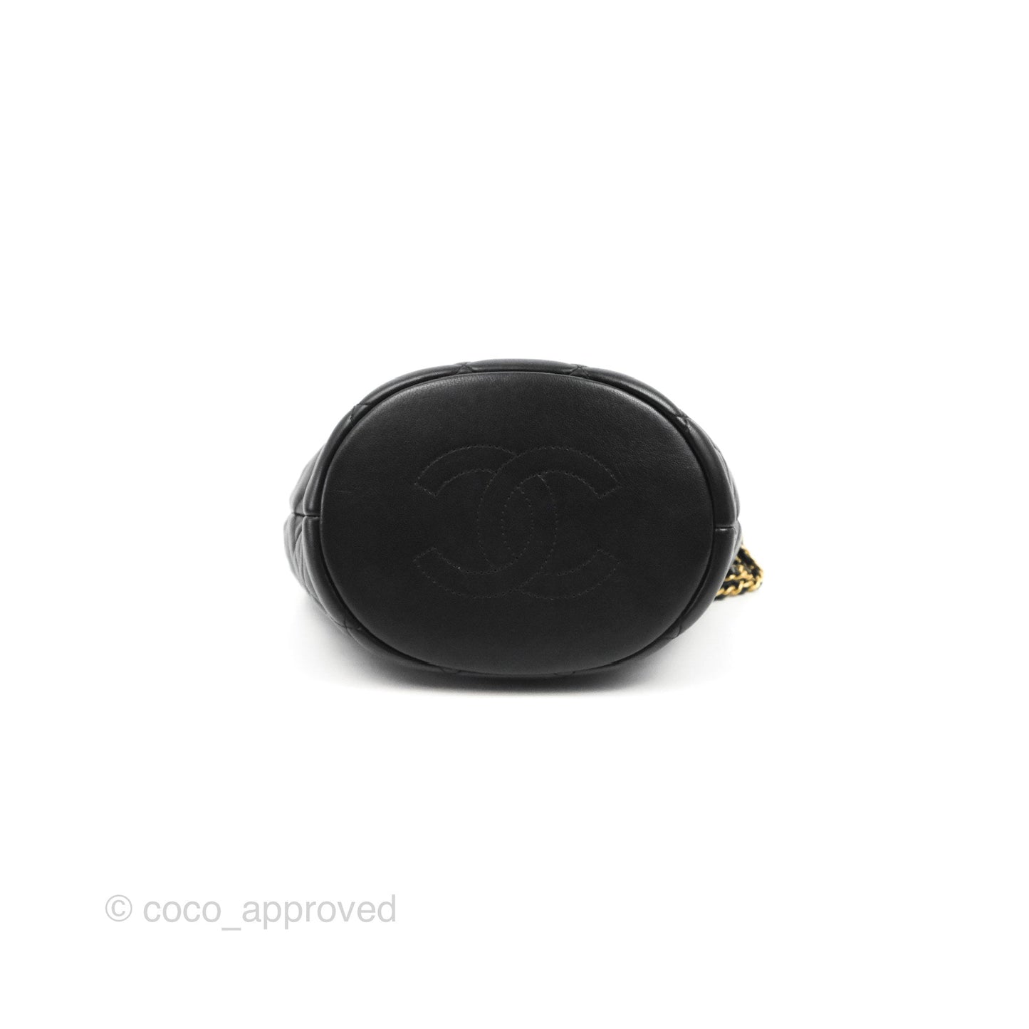 Chanel Quilted My Perfect CC Bucket Drawstring Bag Black Lambskin