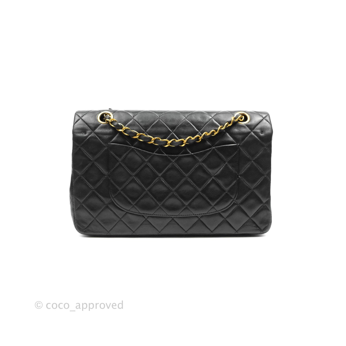 Chanel Vintage Classic M/L Medium Double Flap Bag Black Lambskin 24K Gold Hardware