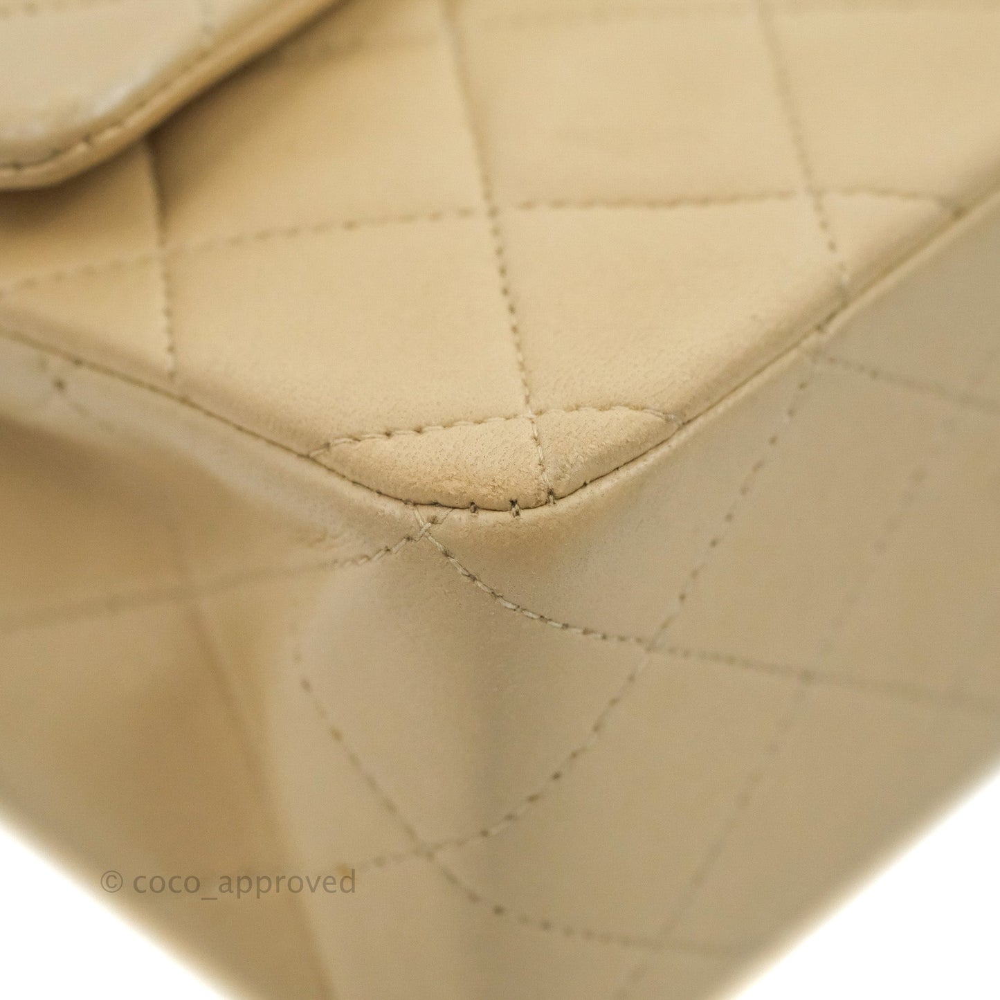 Chanel Vintage Medium Classic Flap Light Beige Lambskin 24K Gold Hardware