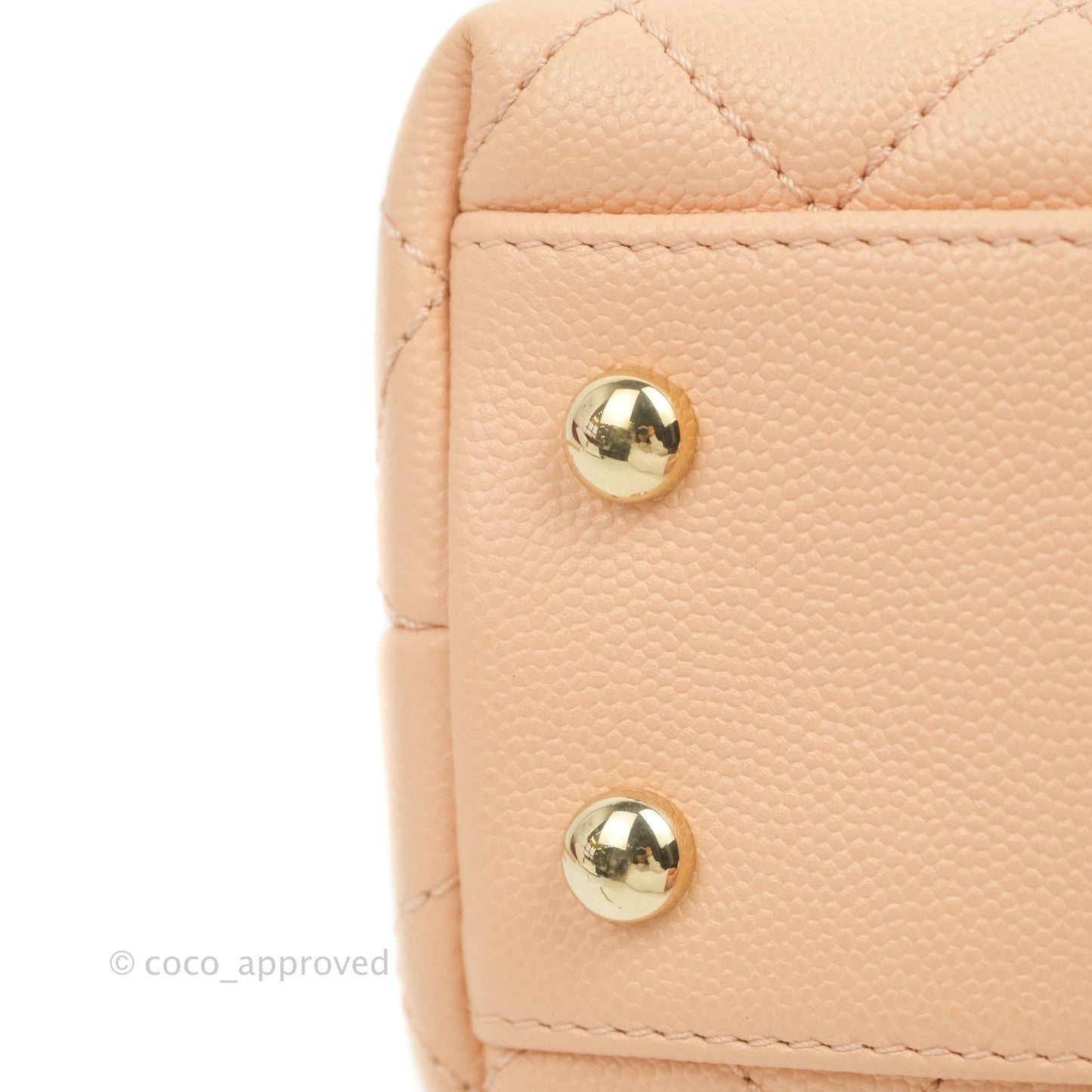 Chanel Small Coco Handle Quilted Peach Clair Caviar Gold Hardware