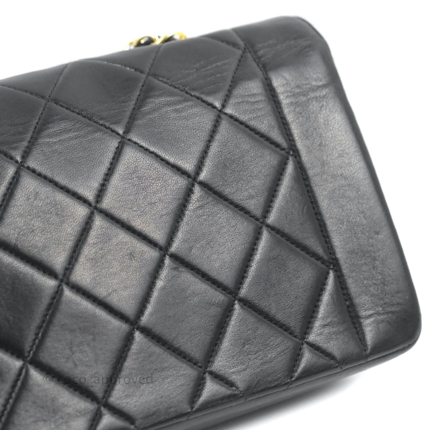 Chanel Vintage Small Quilted Classic Diana Flap Bag Black Lambskin 24K Gold Hardware