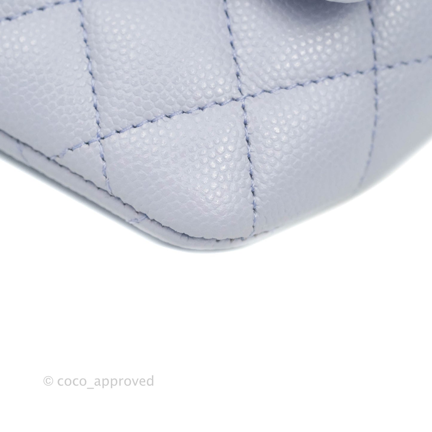 Chanel Quilted Case With Chain Lilac Caviar Silver Hardware