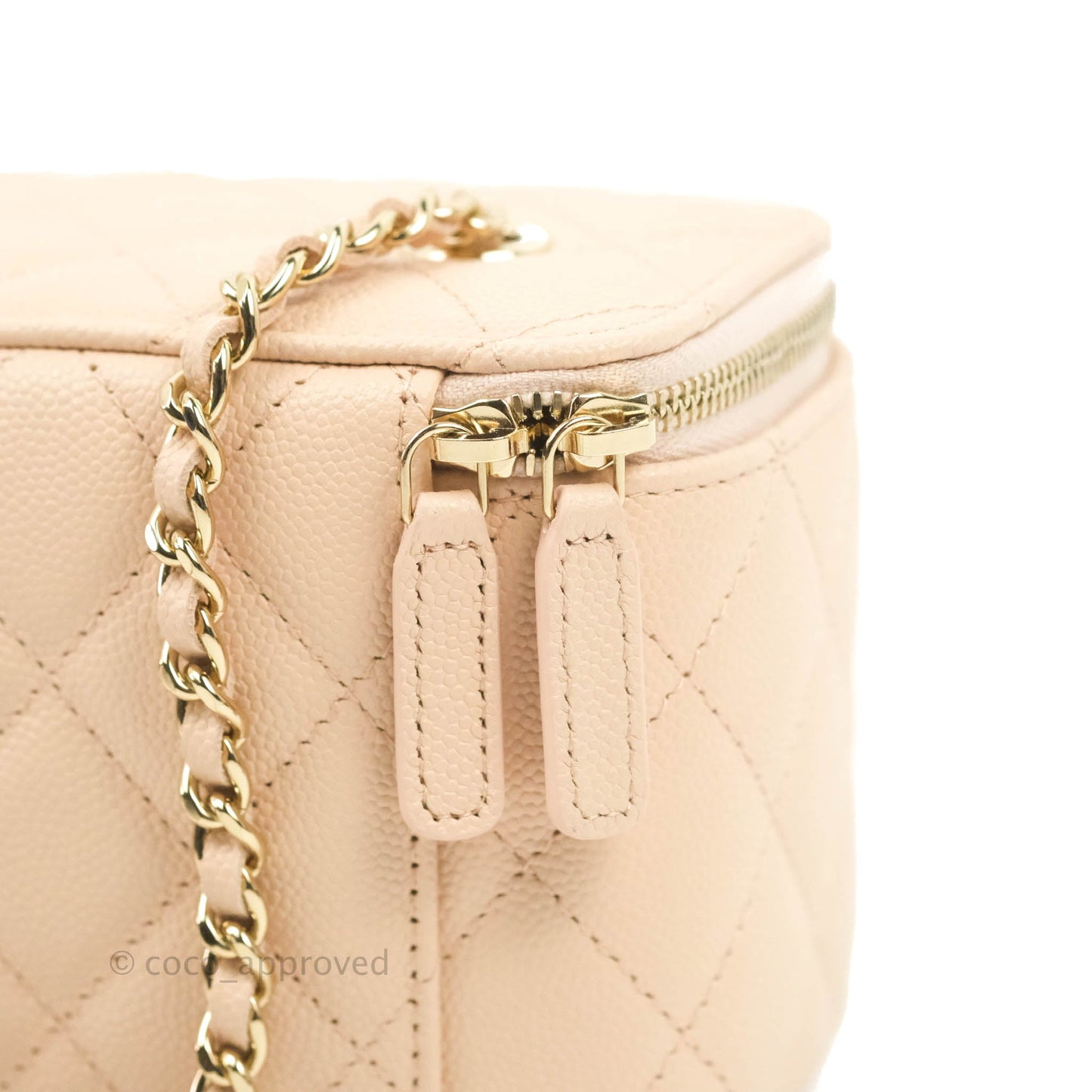 Chanel Vanity with Classic Chain Light Beige Caviar Gold Hardware 22C