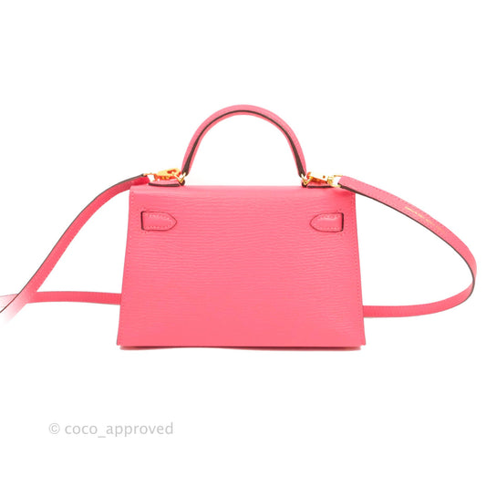 Hermes Mini Kelly II Chevre Mysore U5 Rose Lipstick Gold Hardware