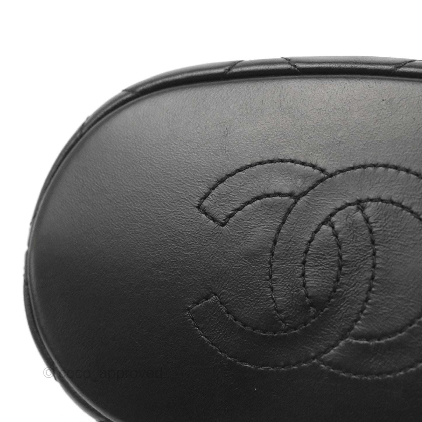Chanel Enamel CC Bucket Bag Black Lambskin Gold Hardware 22S