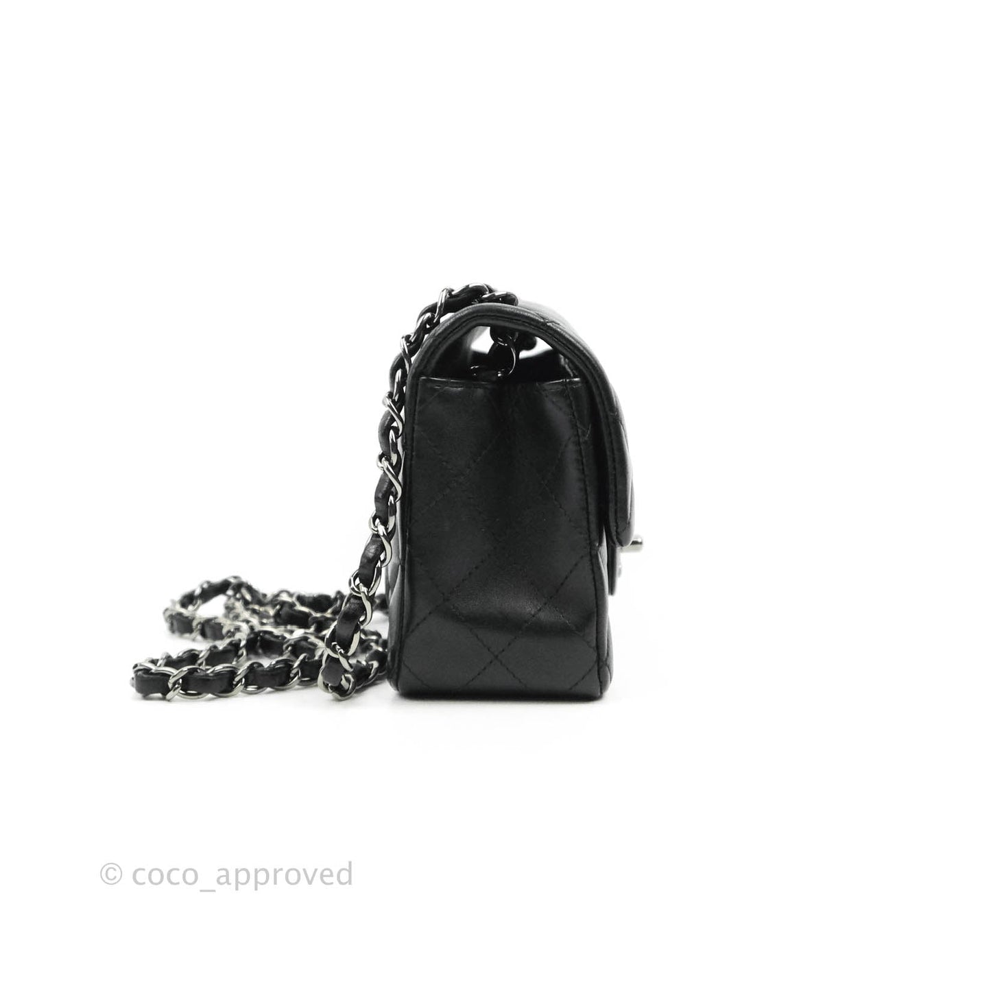 Chanel Quilted Mini Rectangular Black Lambskin Dark Silver Hardware