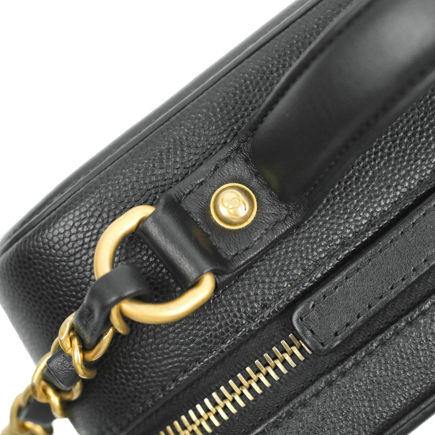 Chanel Quilted Medium CC Filigree Vanity Case Black Caviar Gold Hardware