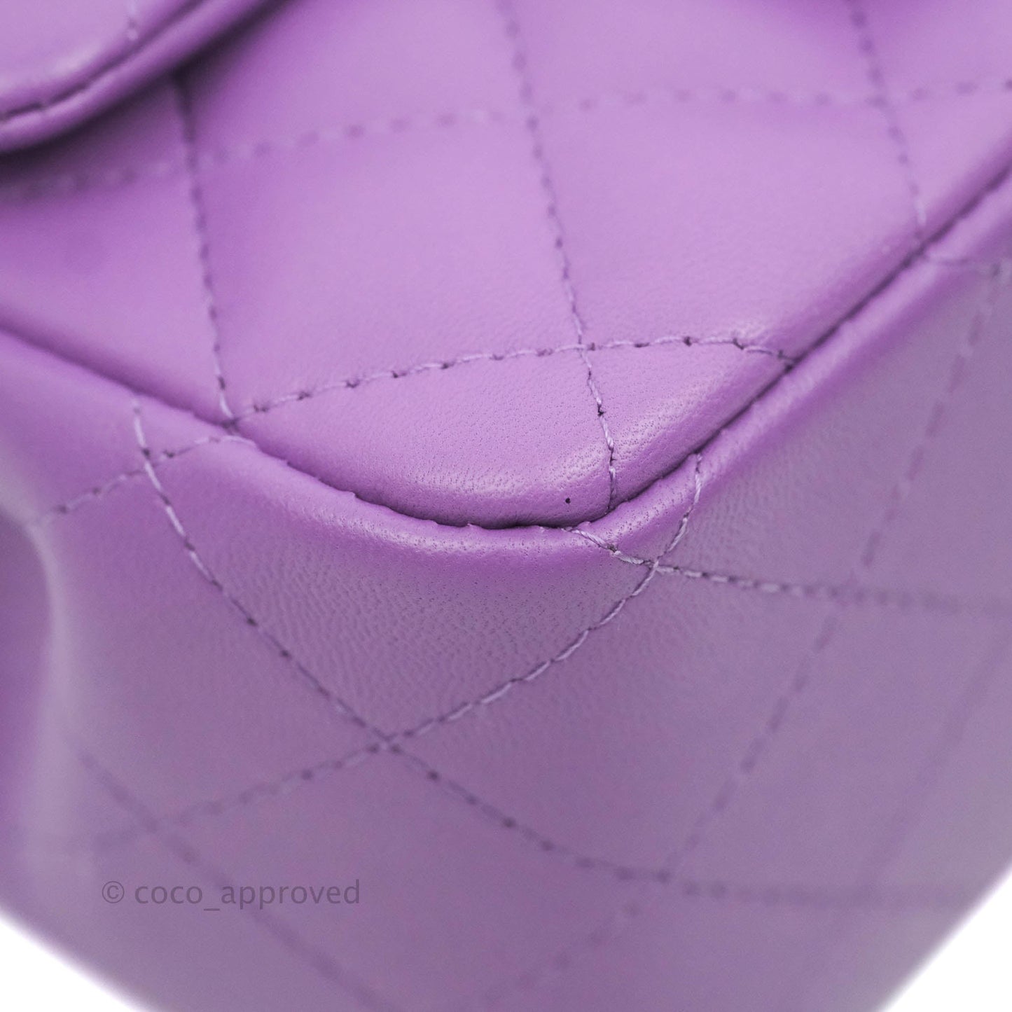 Chanel Mini Square Purple Lambskin Gold Hardware 22P