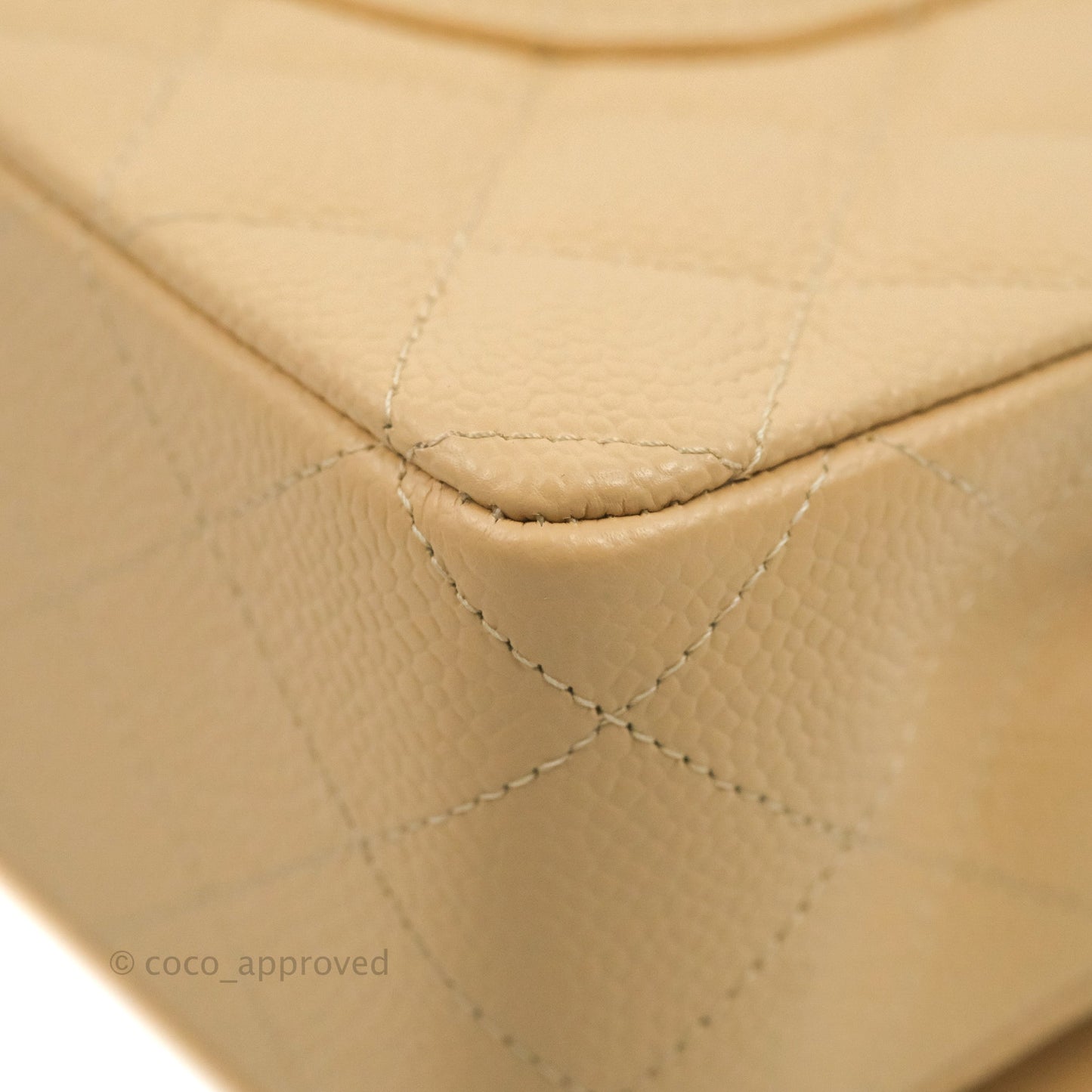 Chanel Classic M/L Medium Flap Quilted Beige Caviar Gold Hardware