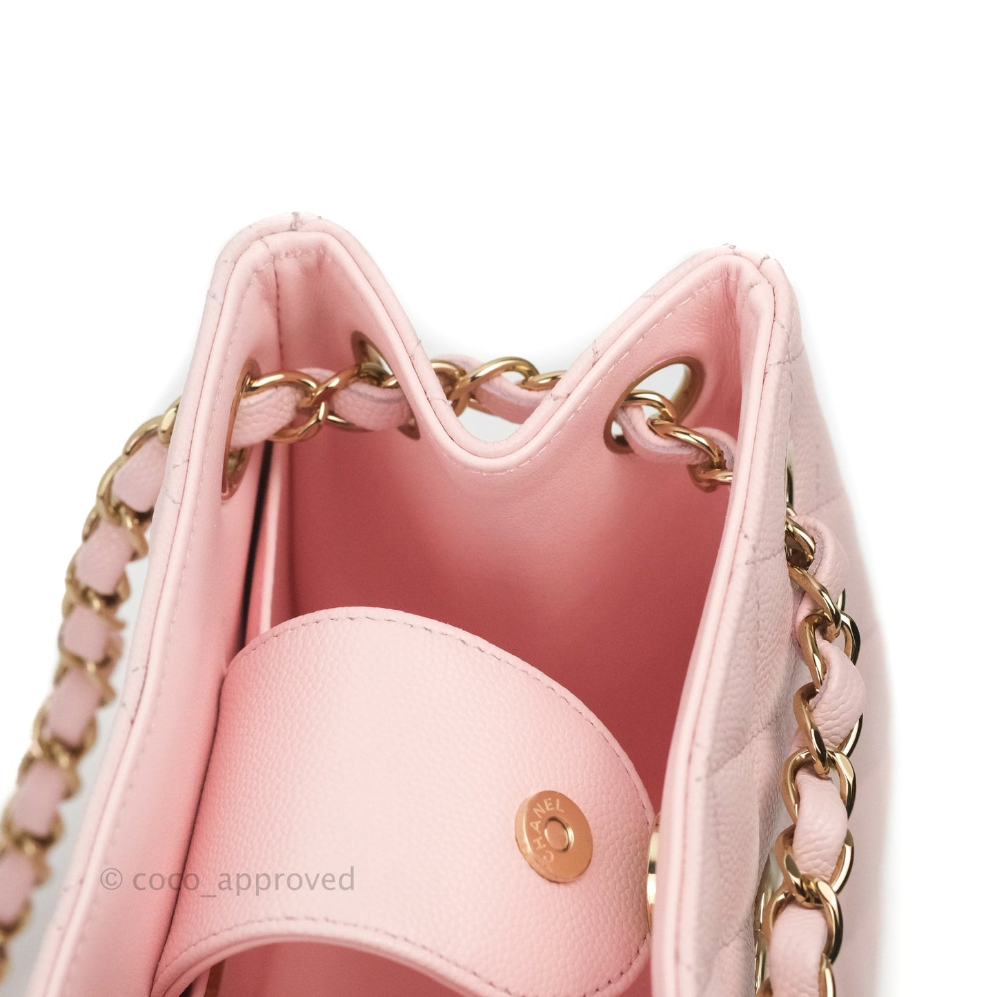Chanel Quilted Mini Bucket Bag Light Pink Caviar Gold Hardware