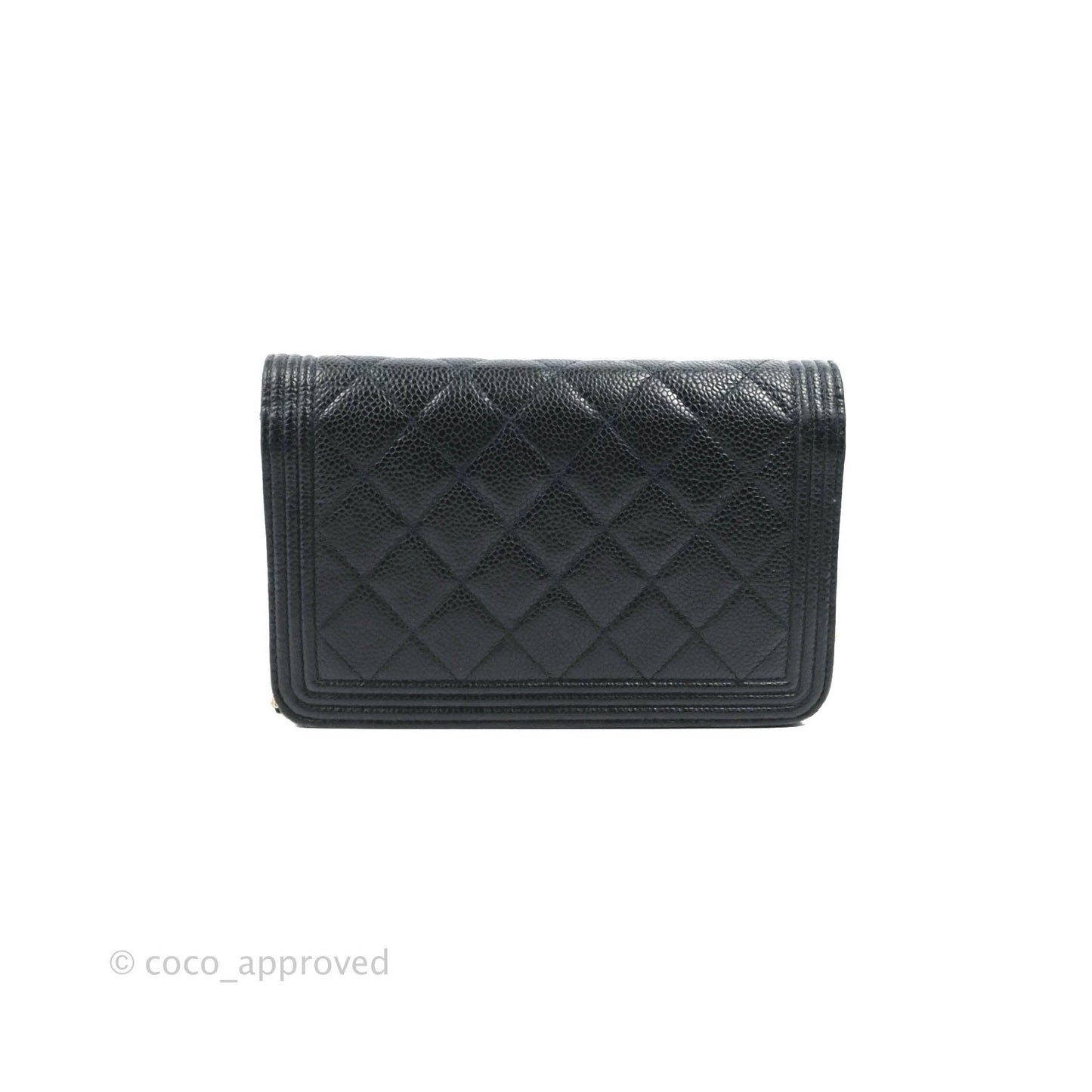 Chanel Boy Wallet on Chain WOC Ver Dark Navy Caviar Aged Gold Hardware