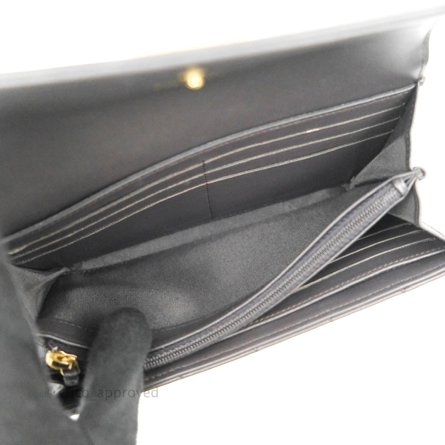 Chanel Quilted Boy Flap Long Wallet Dark Purple Lambskin Gold Hardware