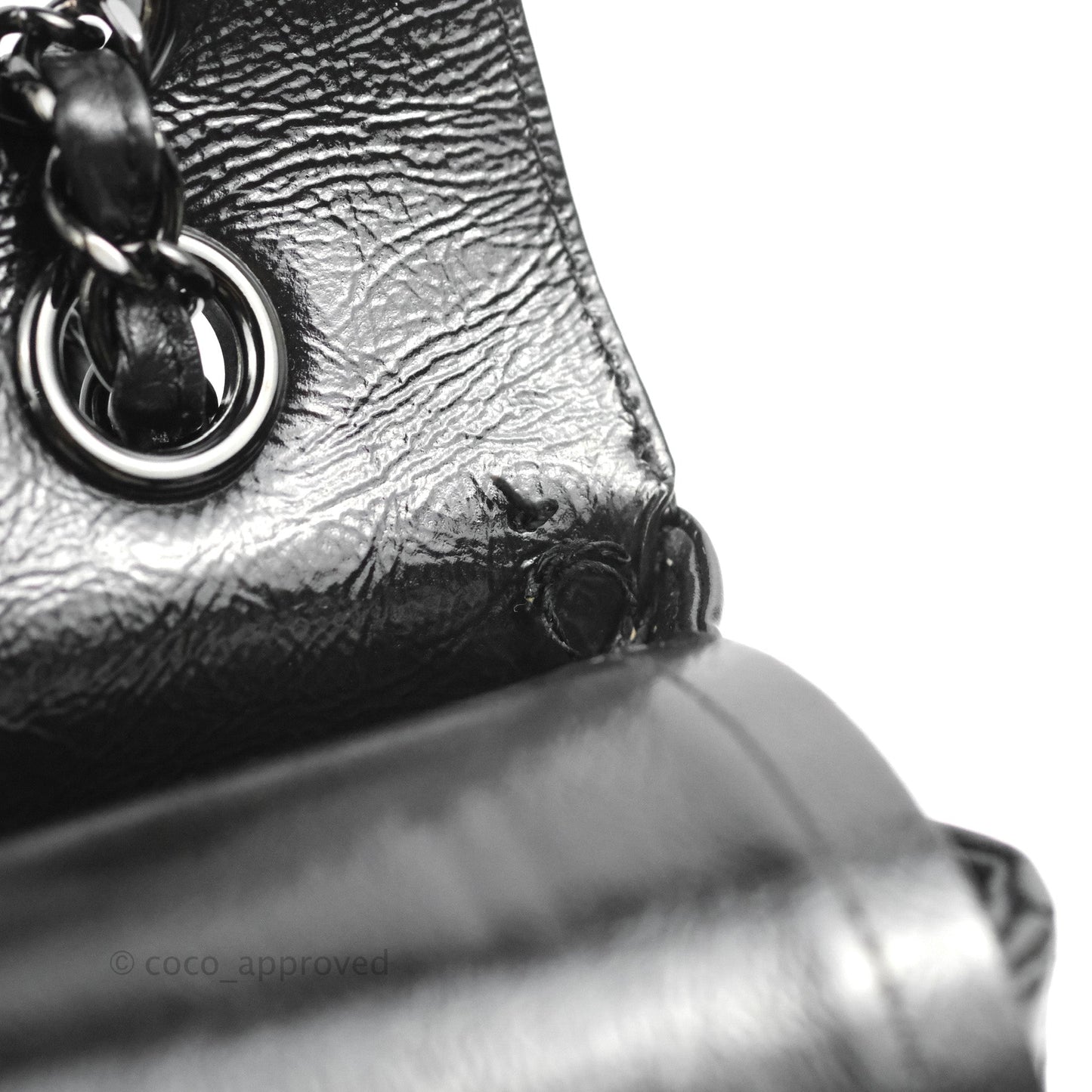 Chanel M/L Medium Classic Quilted Flap So Black Shiny Crumpled Calfskin