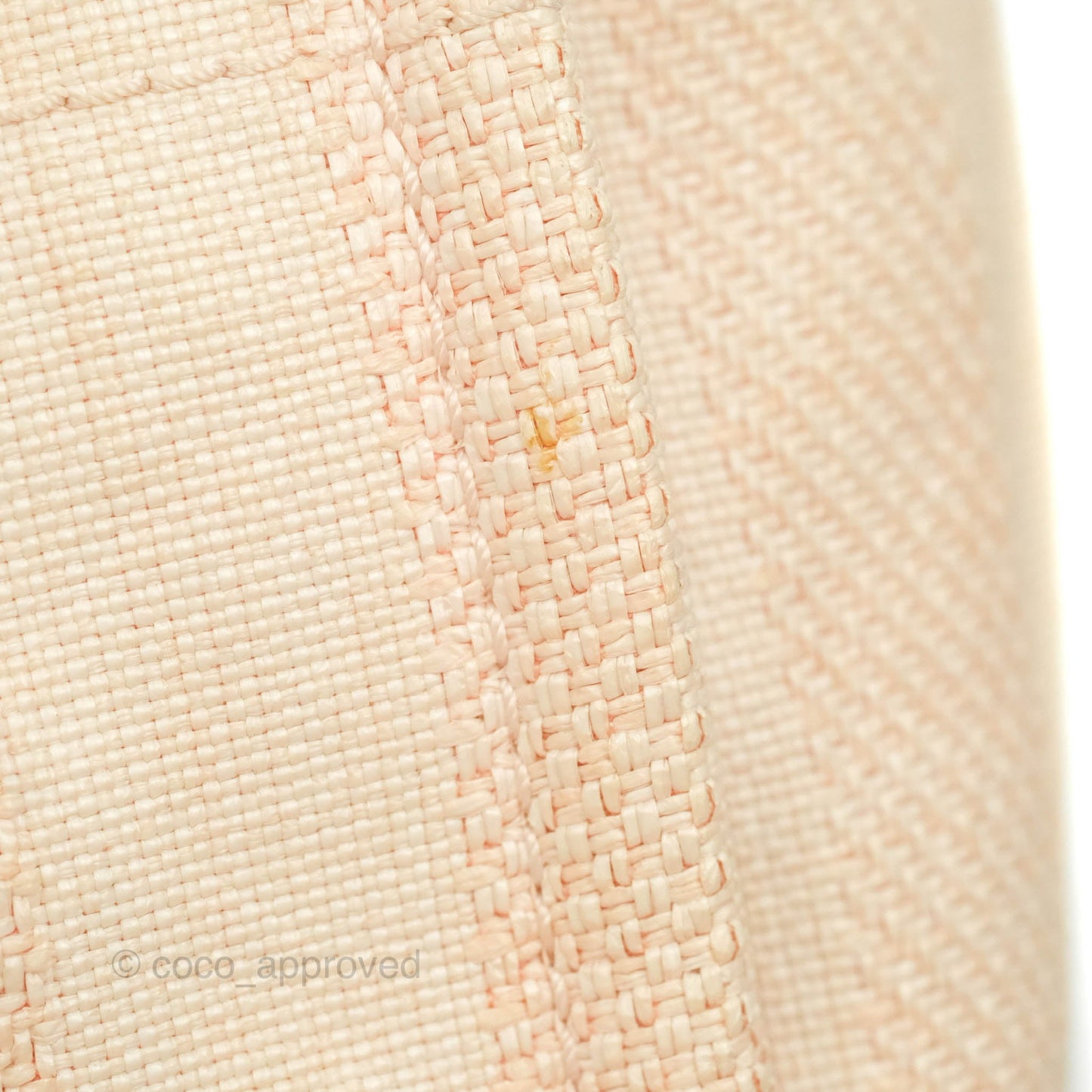 Chanel Large Deauville Pink Stripe Canvas Beige Handle Gold Hardware