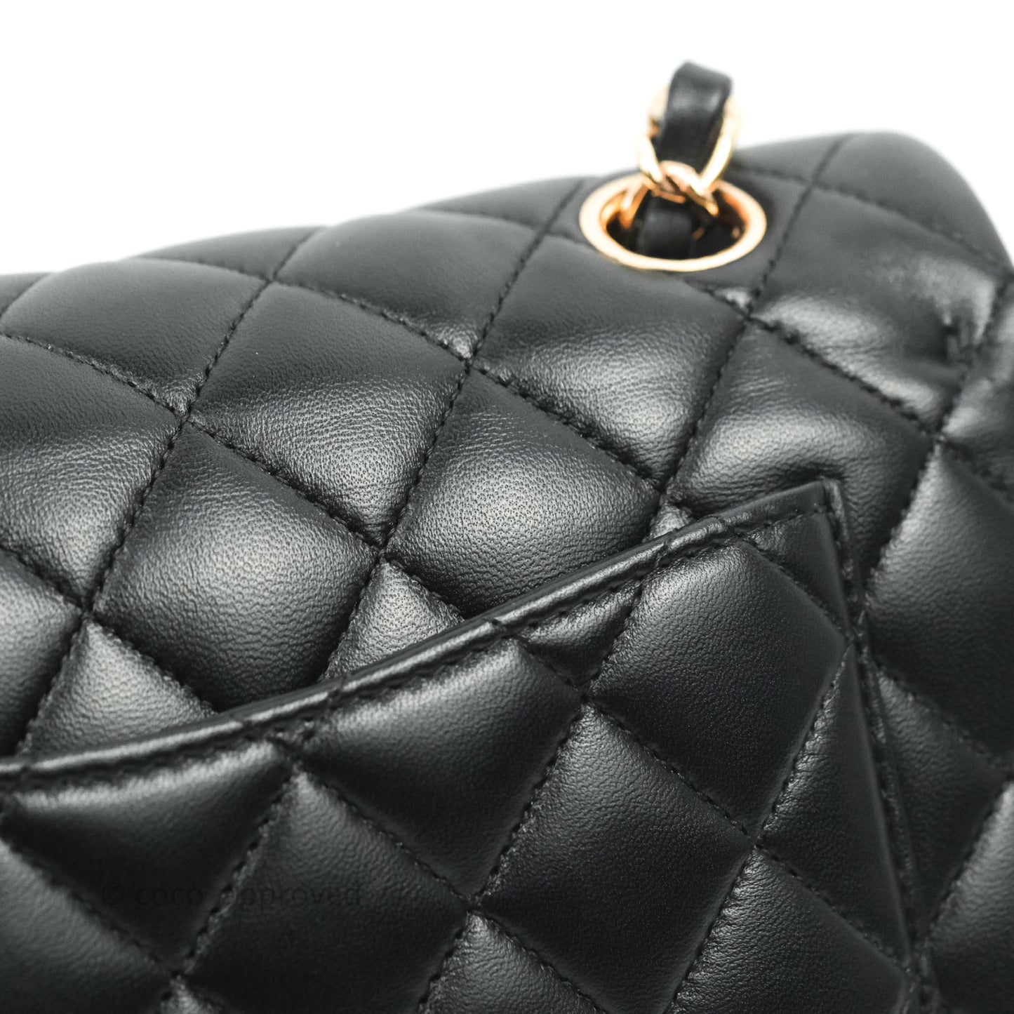 Chanel Classic Small S/M Flap Black Lambskin Rose Pink-Gold Hardware