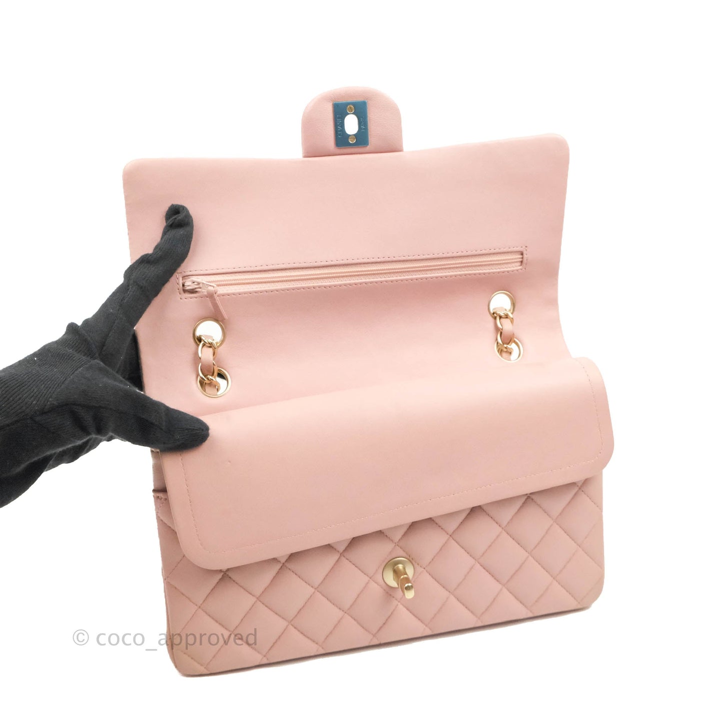 Chanel Classic M/L Medium Flap Quilted Light Pink Lambskin Matte Gold Hardware