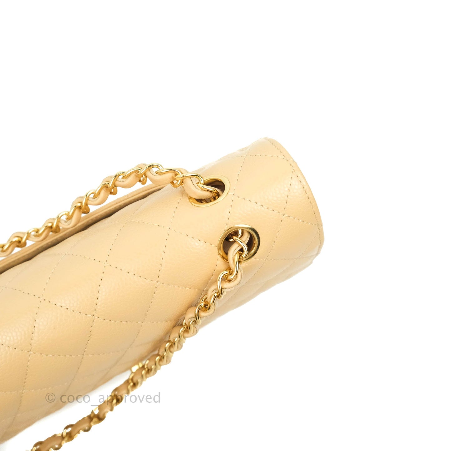 Chanel Quilted Classic M/L Medium Flap Beige Caviar Gold Hardware