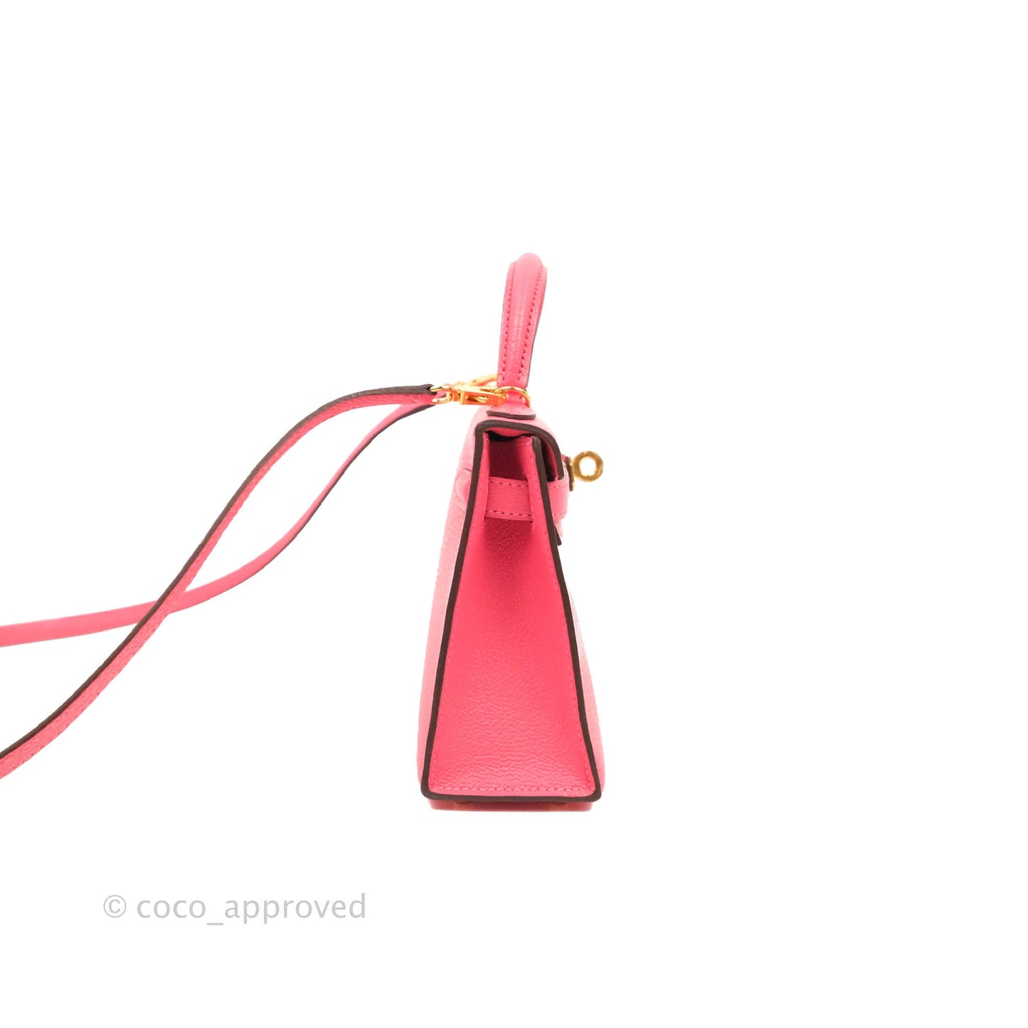 Hermes Mini Kelly II Chevre Mysore U5 Rose Lipstick Gold Hardware
