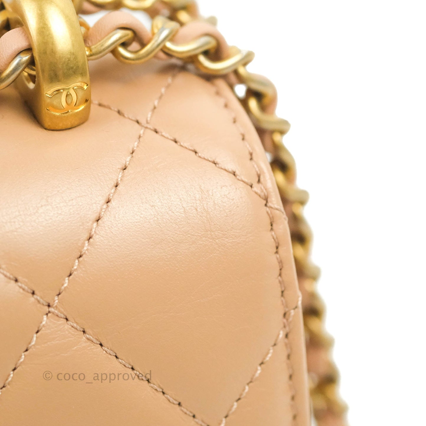 Chanel Quilted Perfect Fit Adjustable Beige Calfskin Gold Hardware 21A