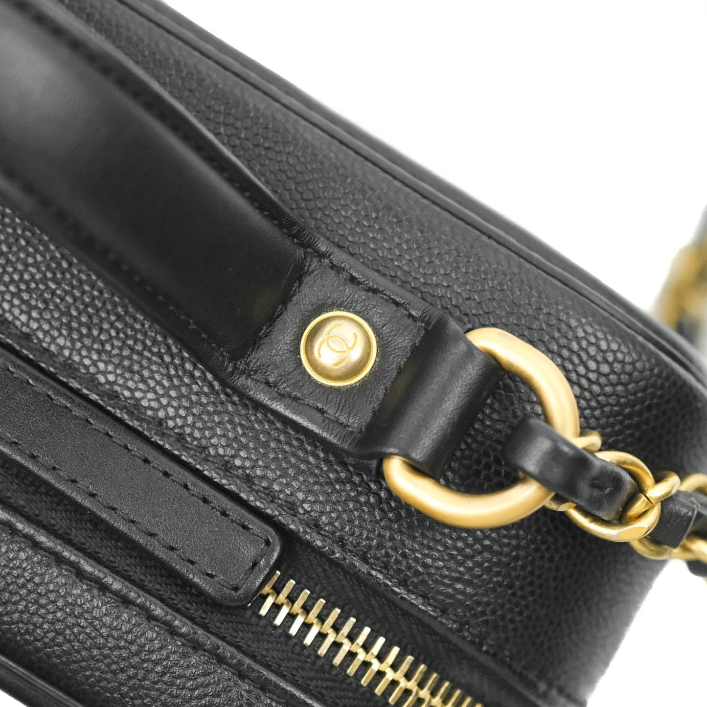 Chanel Quilted Medium CC Filigree Vanity Case Black Caviar Gold Hardware