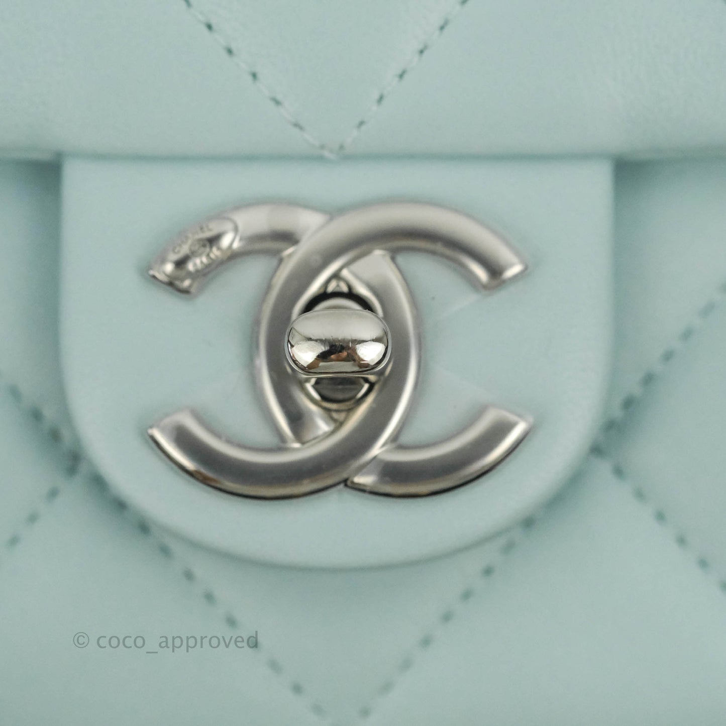 Chanel Quilted My Perfect Mini With Pearl Blue Lambskin Silver Hardware