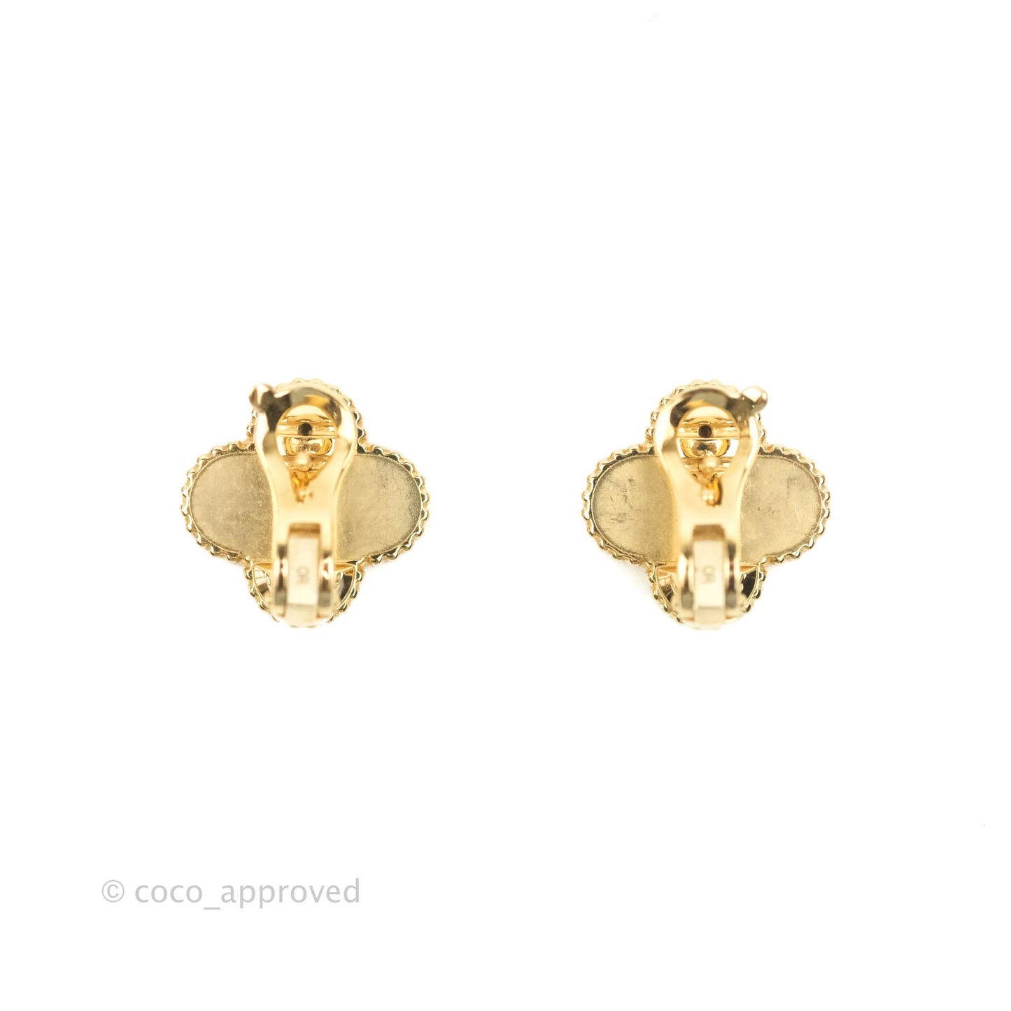 Van Cleef & Arpels 18K Yellow Gold Guilloche Vintage Alhambra Earrings