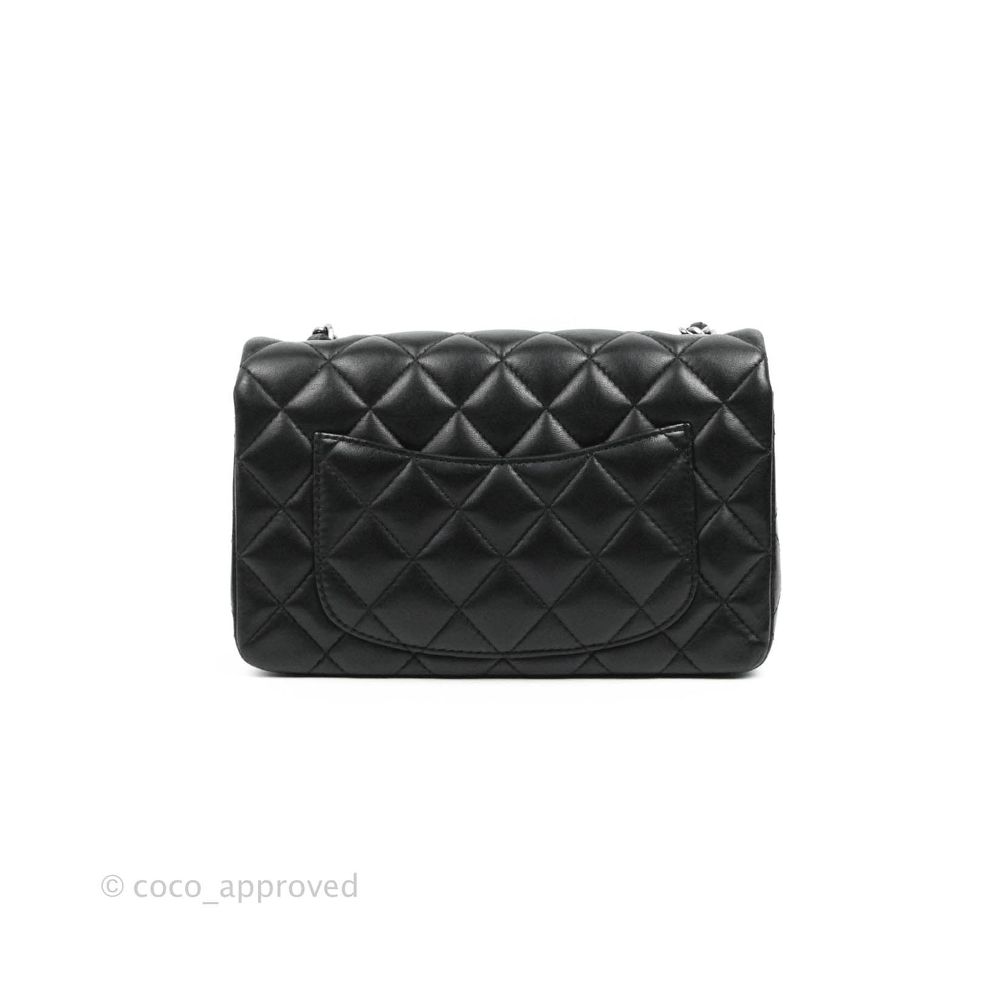 Chanel Quilted Mini Rectangular Black Lambskin Dark Silver Hardware