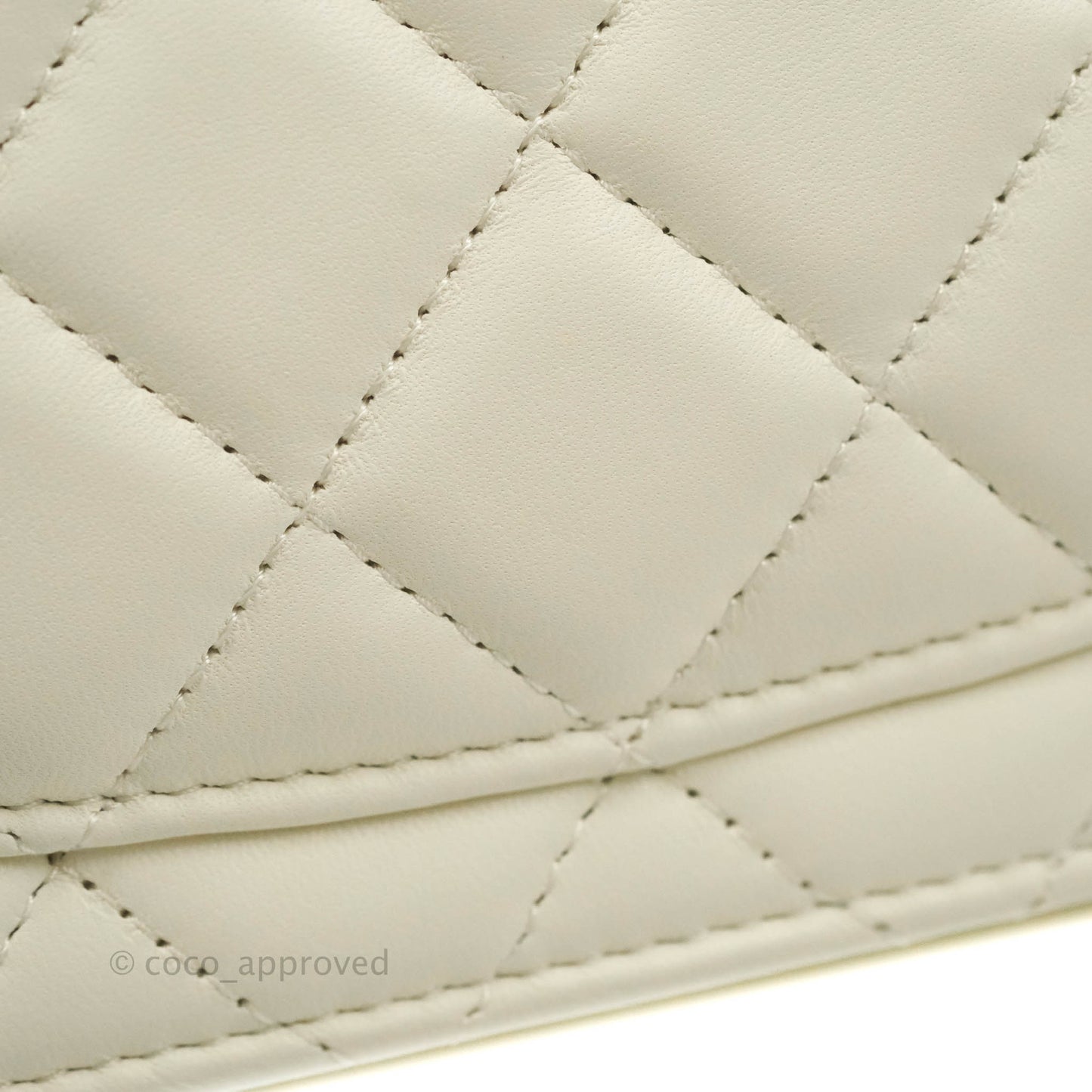 Chanel Quilted Pearl Crush Wallet on Chain WOC White Lambskin Aged Gold Hardware