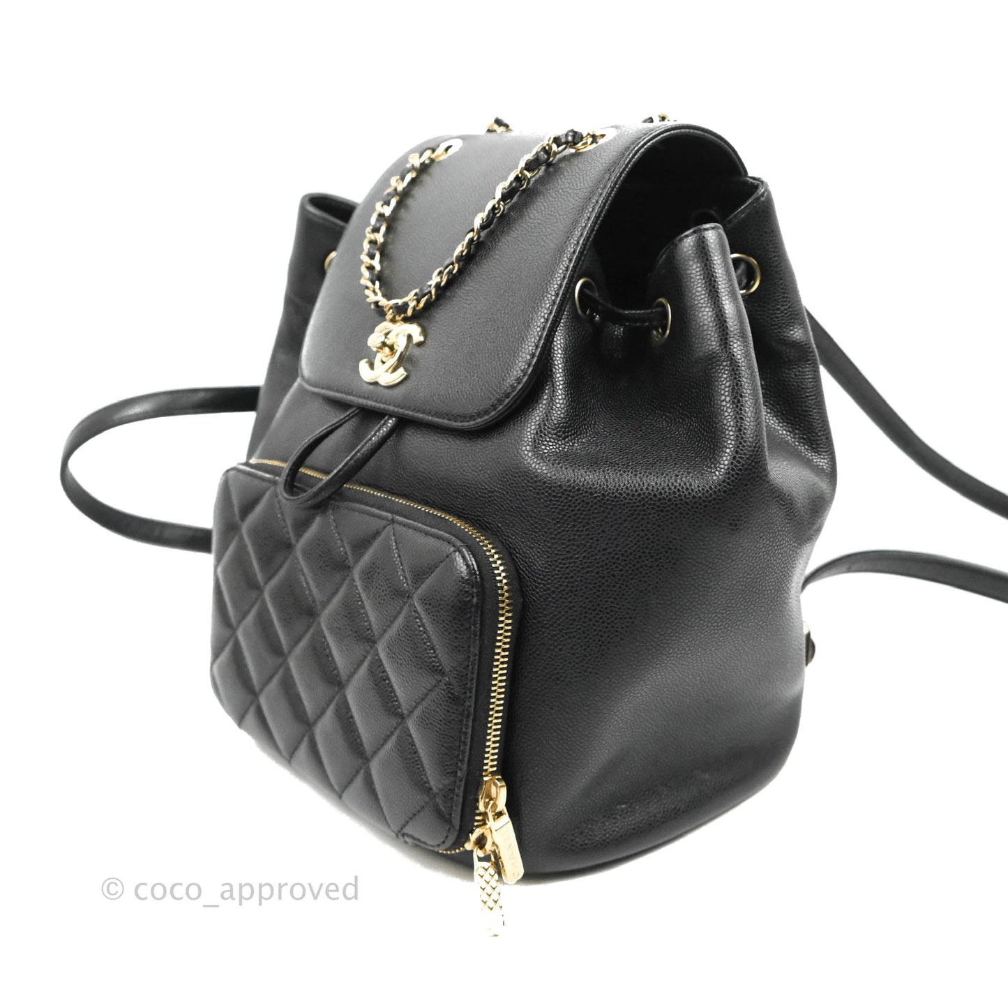 Chanel Quilted Business Affinity Backpack Black Caviar Gold Hardware